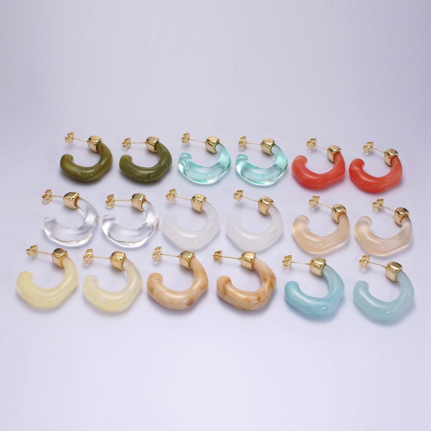 Pink acrylic resin geometric earrings u-shaped hoop earrings for women chunky irregular hoops earrings trendy earring gift idea ae-165