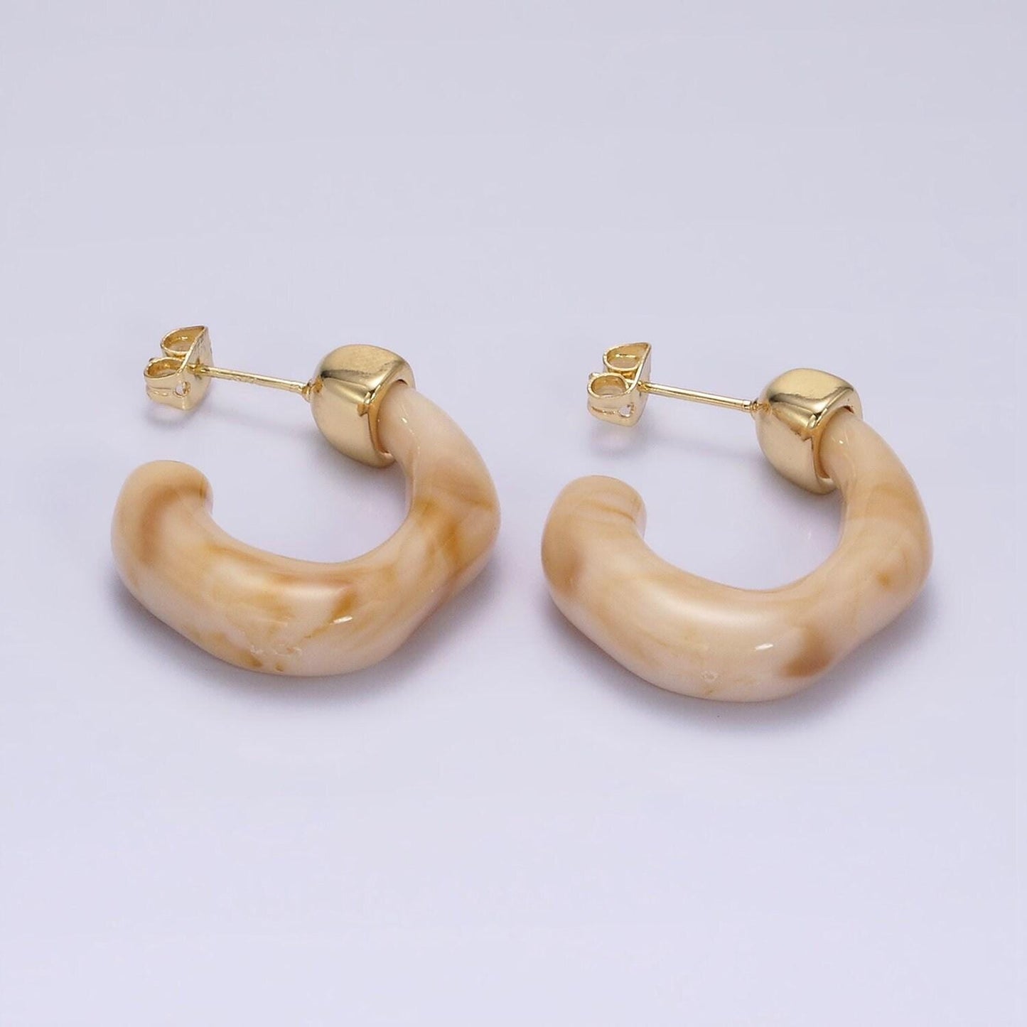 Pink acrylic resin geometric earrings u-shaped hoop earrings for women chunky irregular hoops earrings trendy earring gift idea ae-165