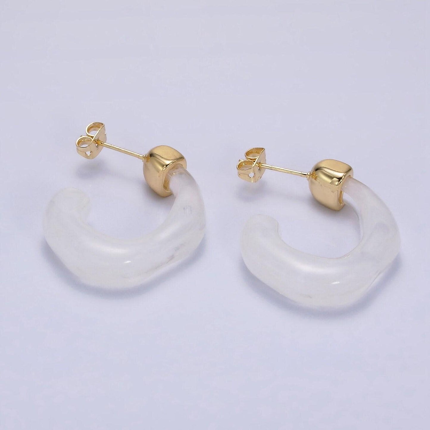 Pink acrylic resin geometric earrings u-shaped hoop earrings for women chunky irregular hoops earrings trendy earring gift idea ae-165