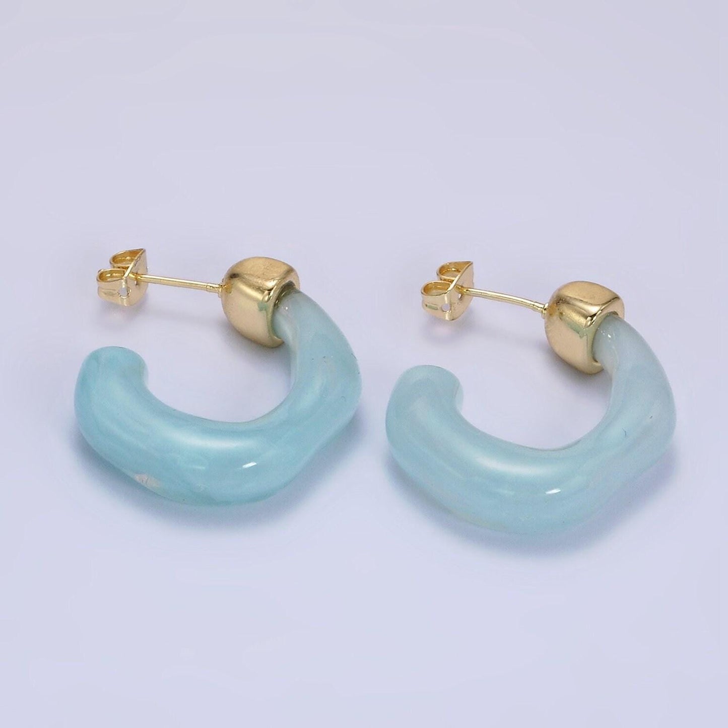 Pink acrylic resin geometric earrings u-shaped hoop earrings for women chunky irregular hoops earrings trendy earring gift idea ae-165
