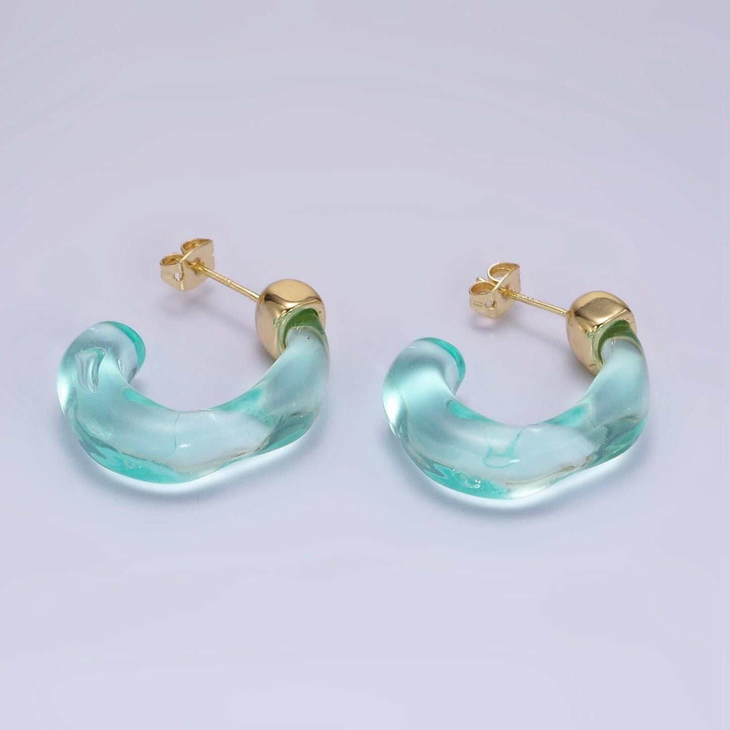 Pink acrylic resin geometric earrings u-shaped hoop earrings for women chunky irregular hoops earrings trendy earring gift idea ae-165