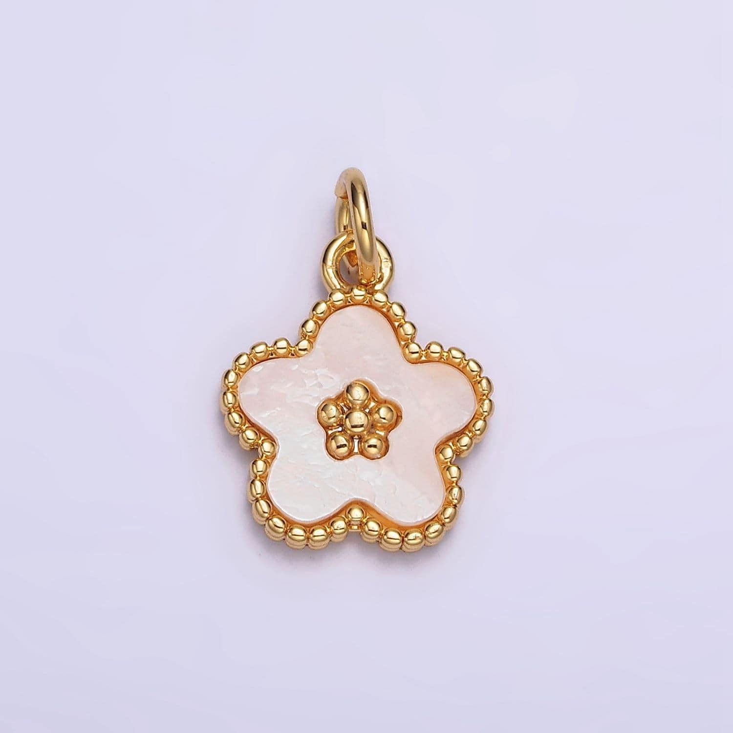 18k gold filled flower shell pearl beaded charm | ac1439