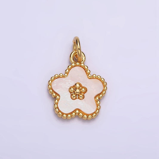 18k gold filled flower shell pearl beaded charm | ac1439