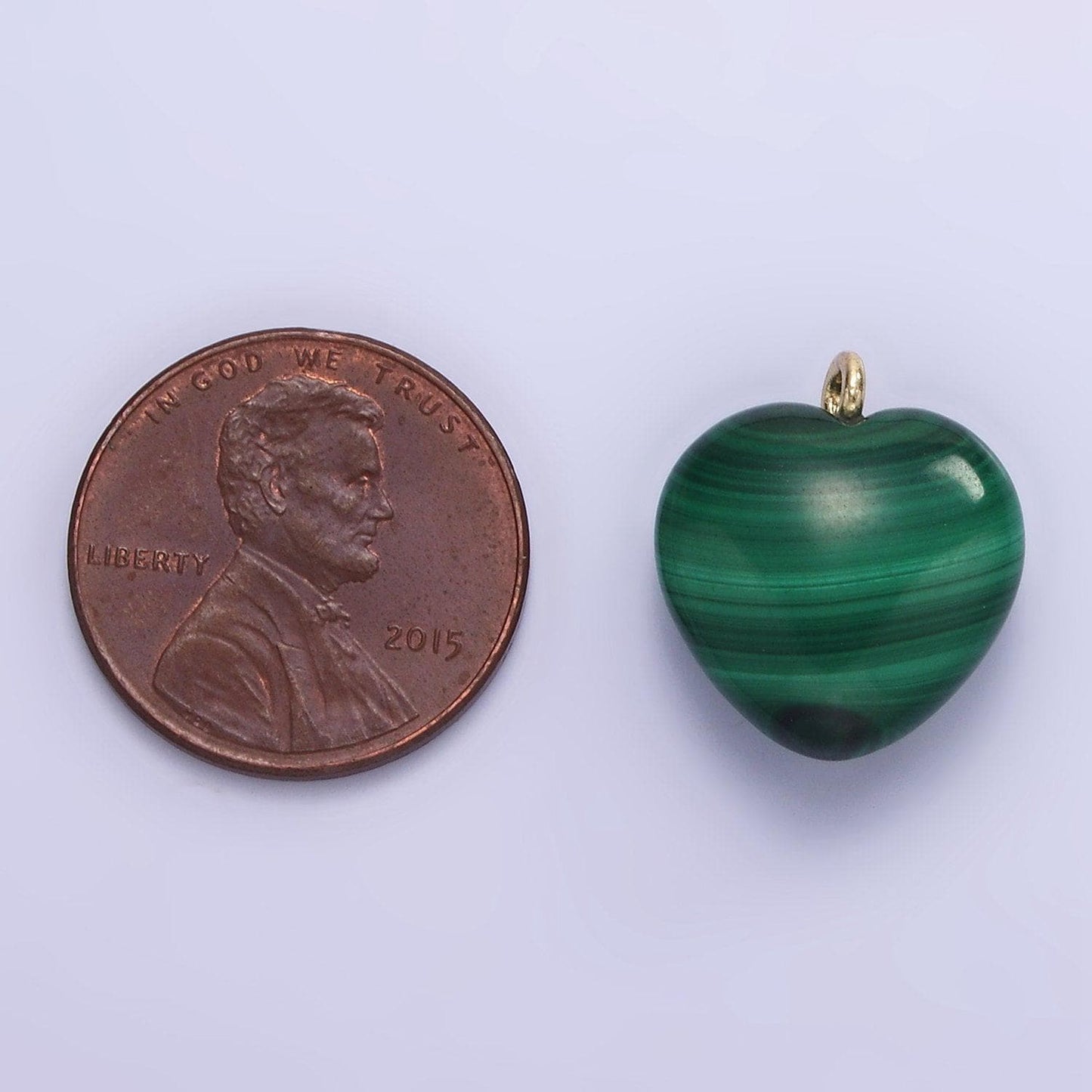 Genuine malachite charm puffy heart shape natural green malachite pendant, green dangle charm gemstone charm in 18k gold filled ac1368