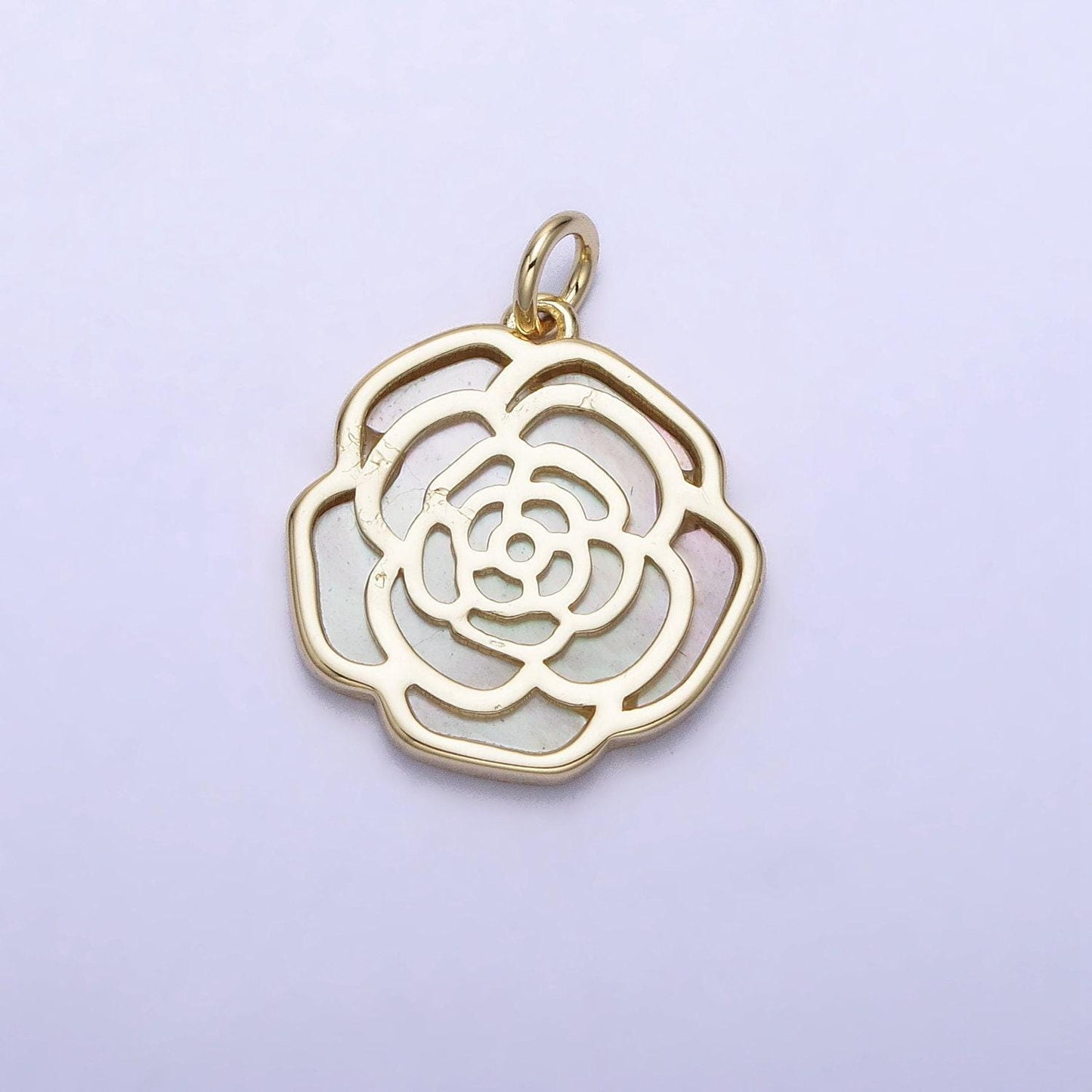 Dainty rose flower charm white mother of pearl floral charm necklace bracelet earring supplies ac1051
