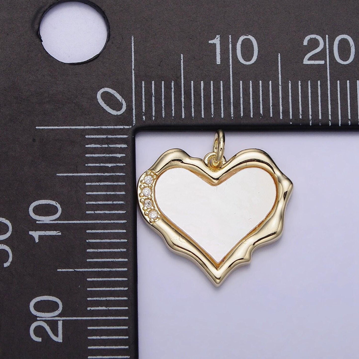 Gold pearl charm with clear cz pendant gold abstract heart pendant for necklace bracelet component ac1048