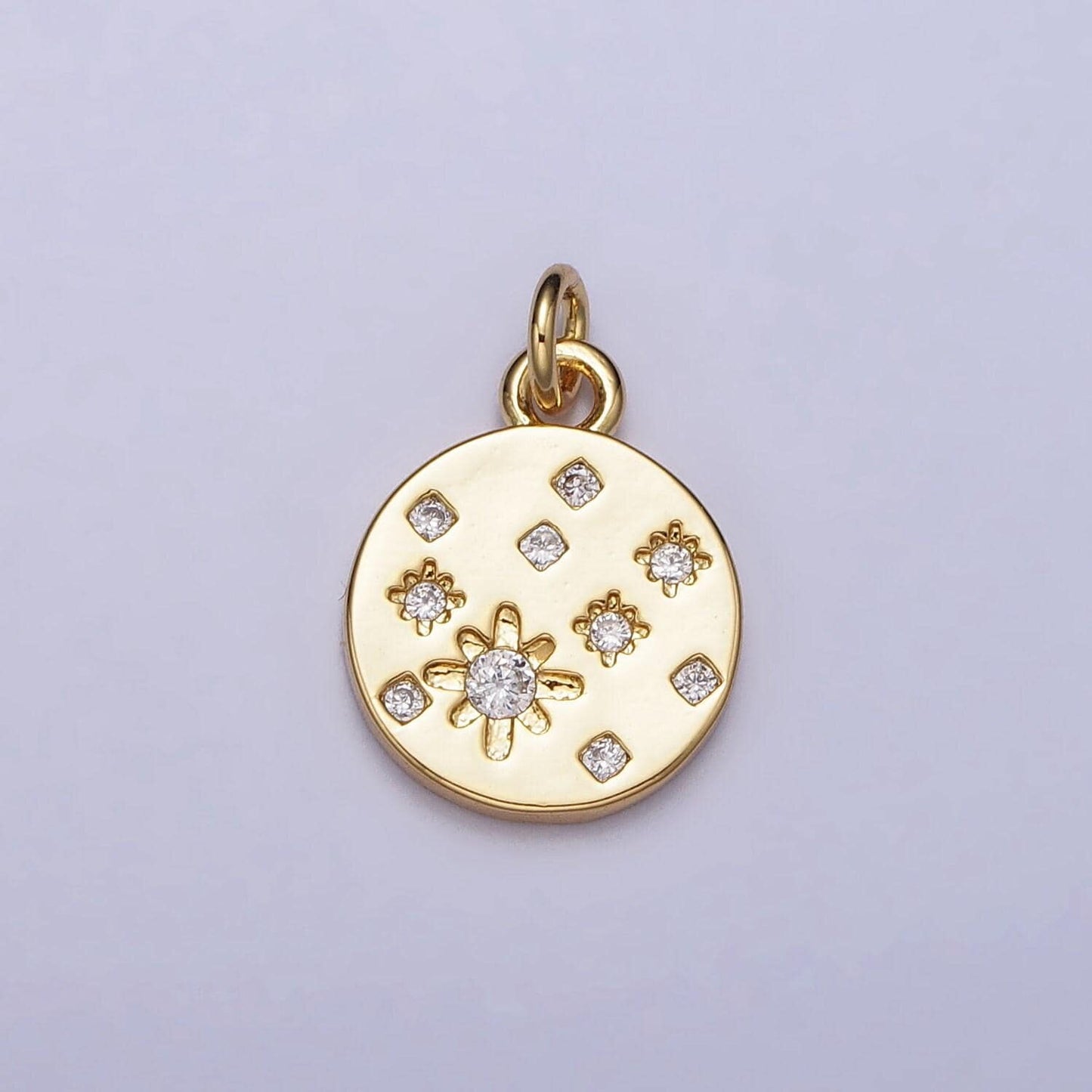 18k gold filled micro paved cz star charm coin charm celestial jewelry inspired | ac984