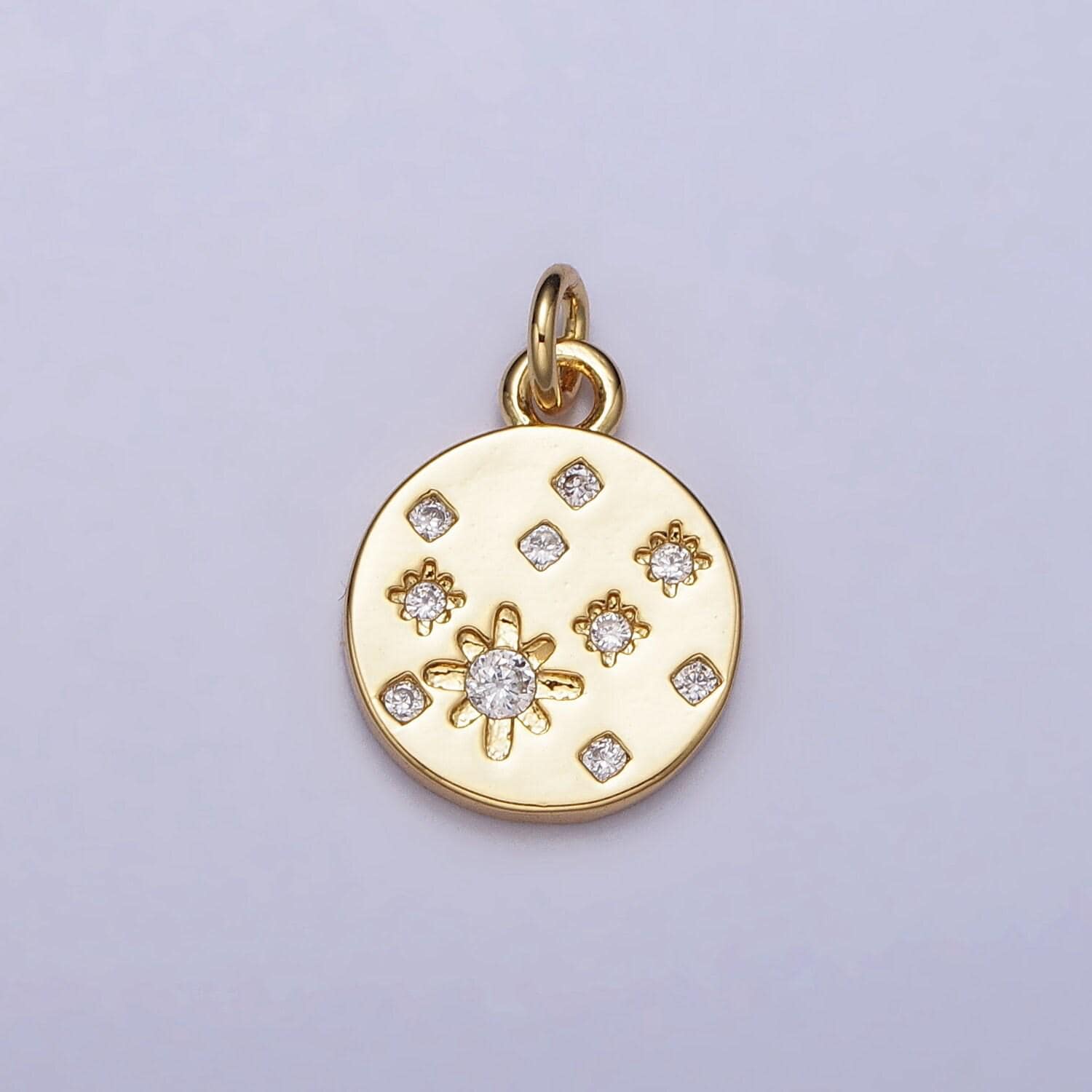 18k gold filled micro paved cz star charm coin charm celestial jewelry inspired | ac984