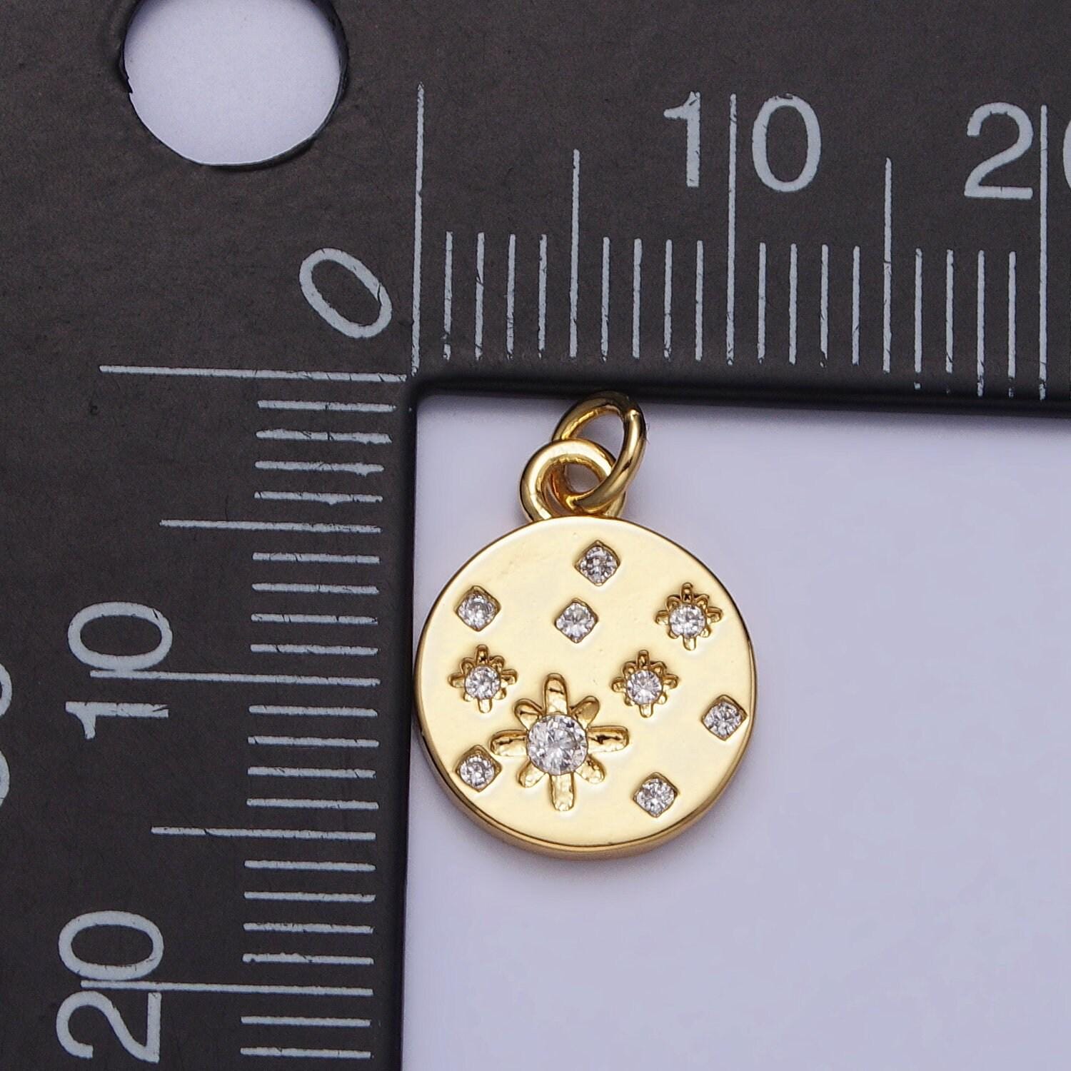 18k gold filled micro paved cz star charm coin charm celestial jewelry inspired | ac984