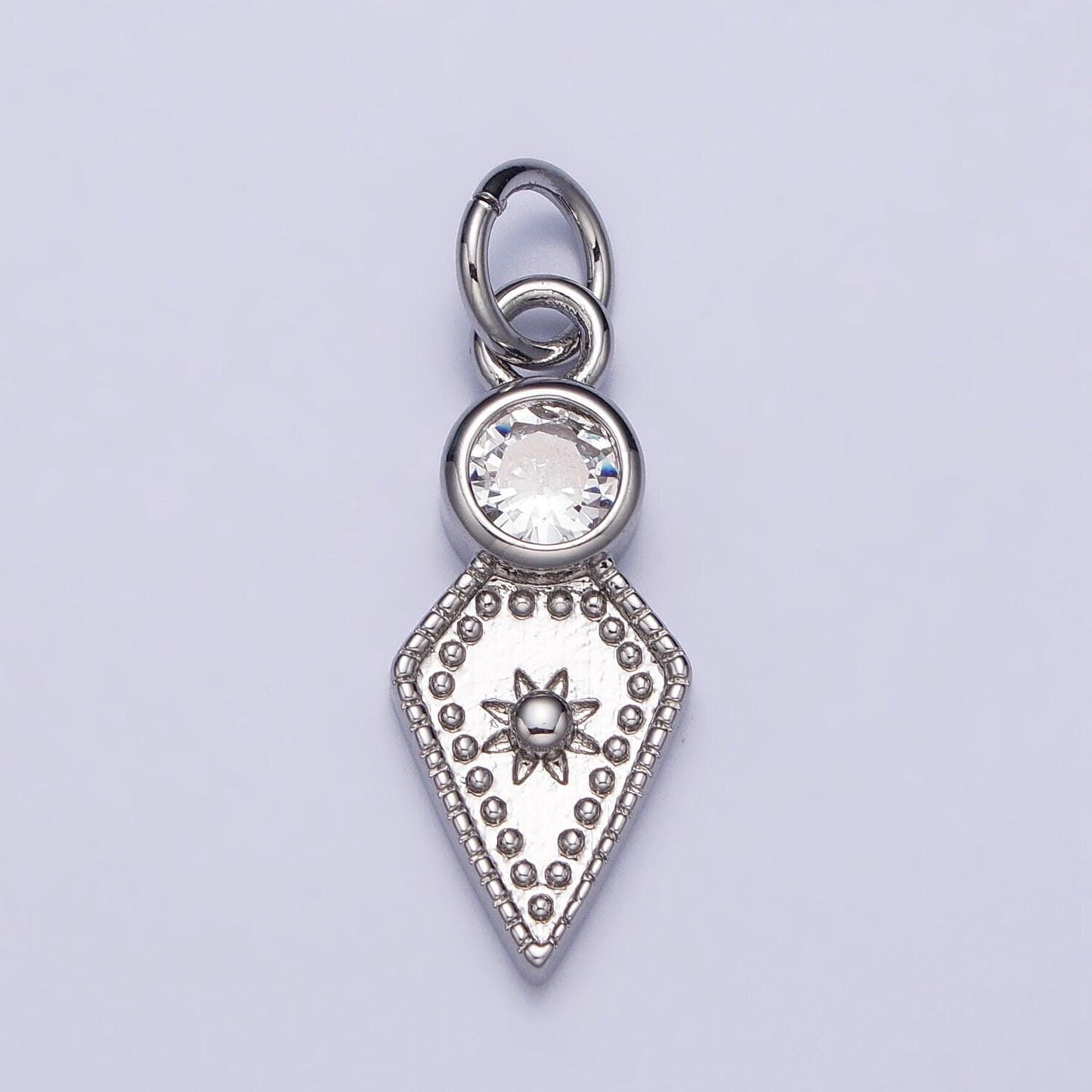 18k gold filled micro paved cz shield arrow tip charm star charm geometric jewelry inspired | ac980