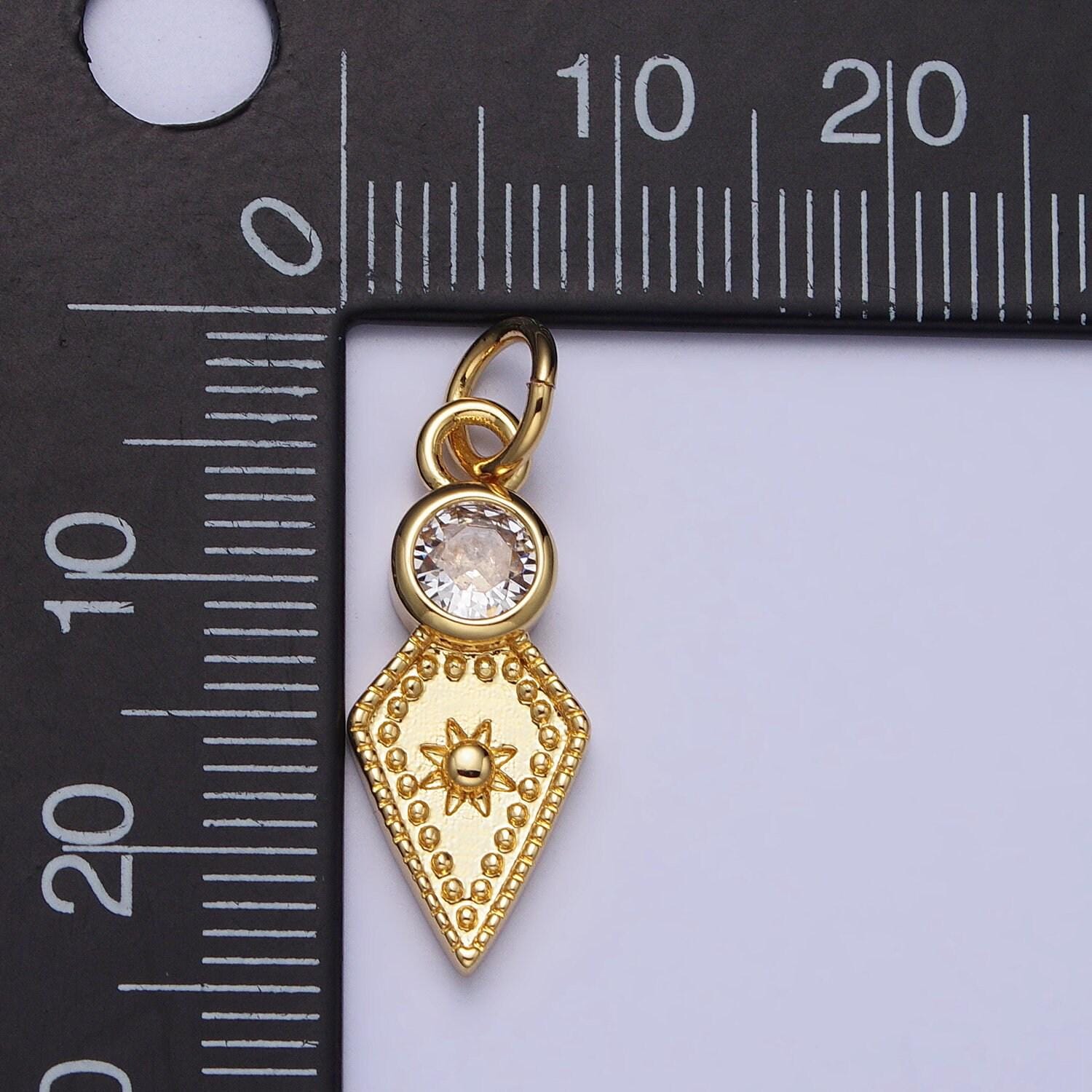 18k gold filled micro paved cz shield arrow tip charm star charm geometric jewelry inspired | ac980
