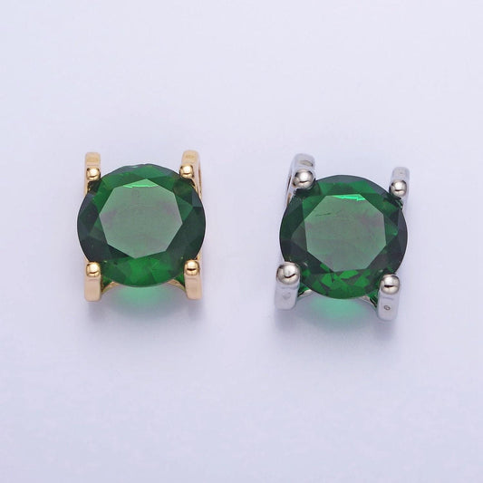 16k gold filled emerald green birthday may birthstone 12mm add-on charm in silver & gold | ac400 ac9513