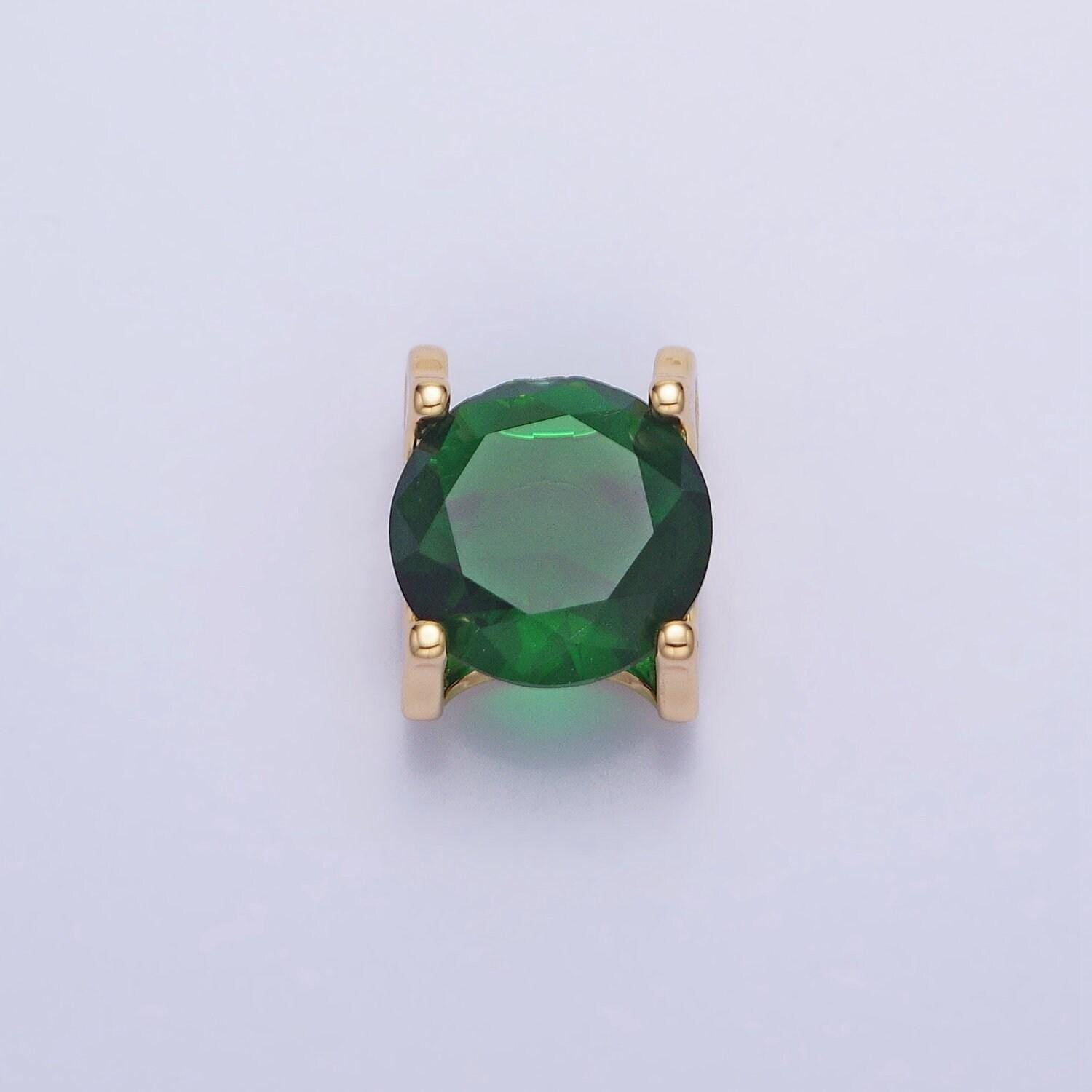 16k gold filled emerald green birthday may birthstone 12mm add-on charm in silver & gold | ac400 ac9513