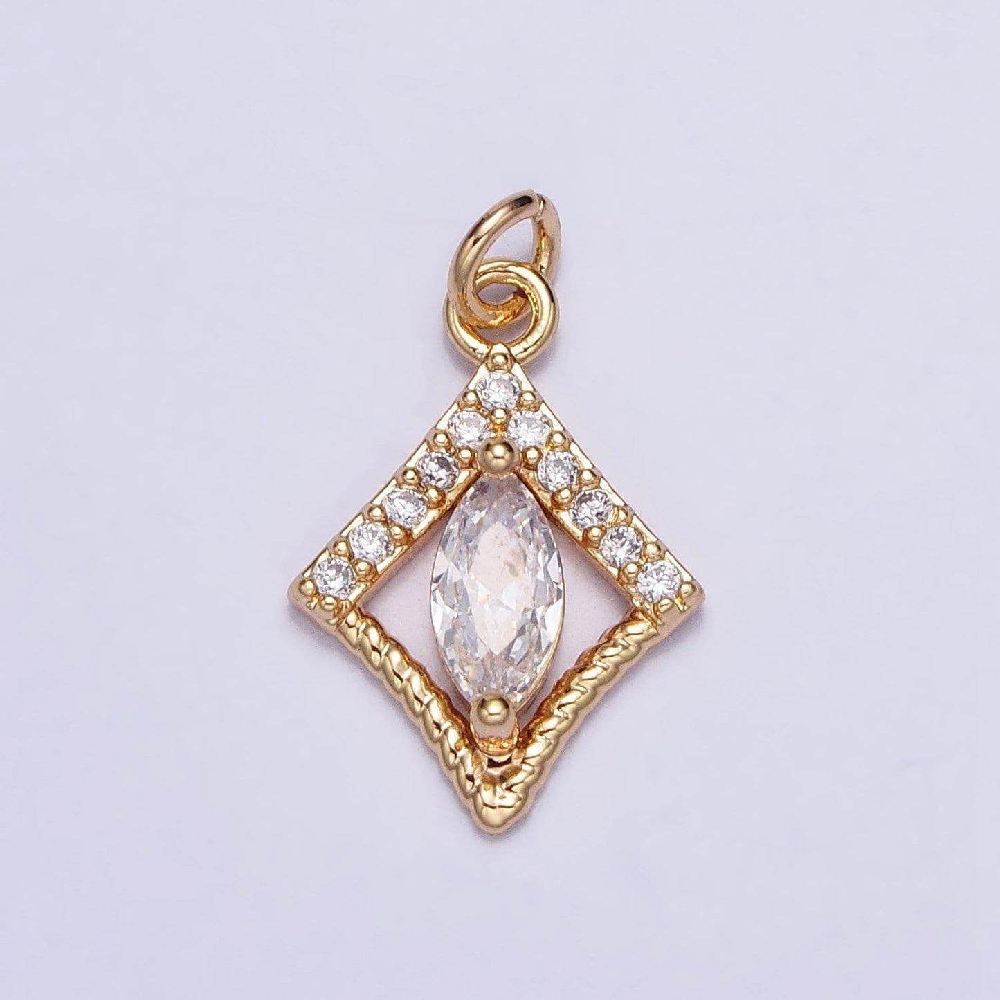 Mini gold oval cz charm silver rhombus charm geometric jewelry inspire for add on charm necklace bracelet earring component ac401