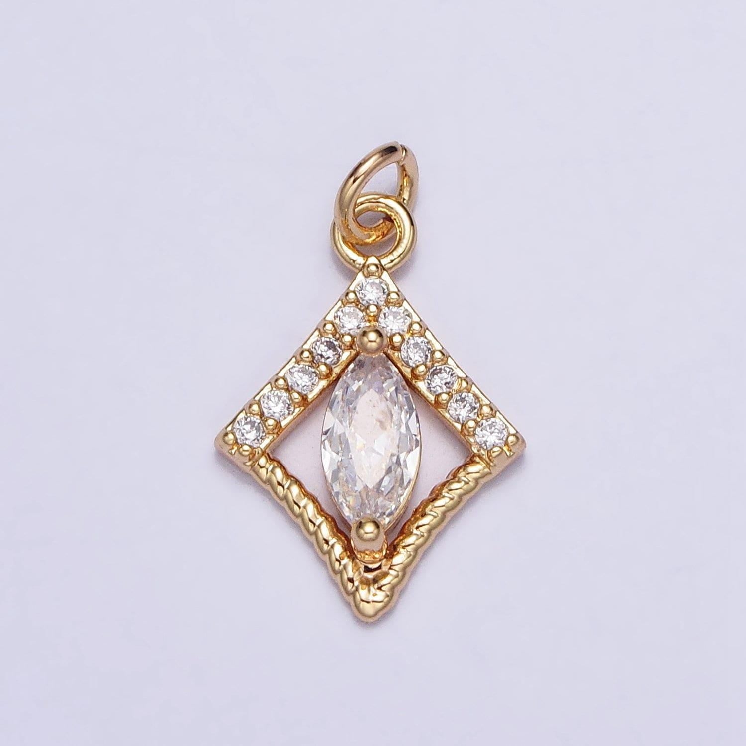Mini gold oval cz charm silver rhombus charm geometric jewelry inspire for add on charm necklace bracelet earring component ac401