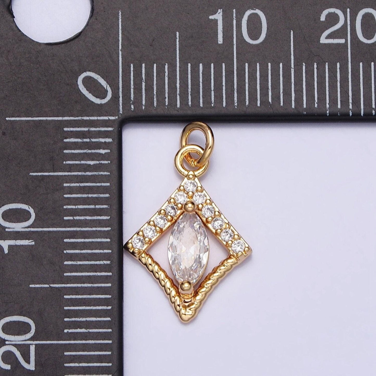 Mini gold oval cz charm silver rhombus charm geometric jewelry inspire for add on charm necklace bracelet earring component ac401