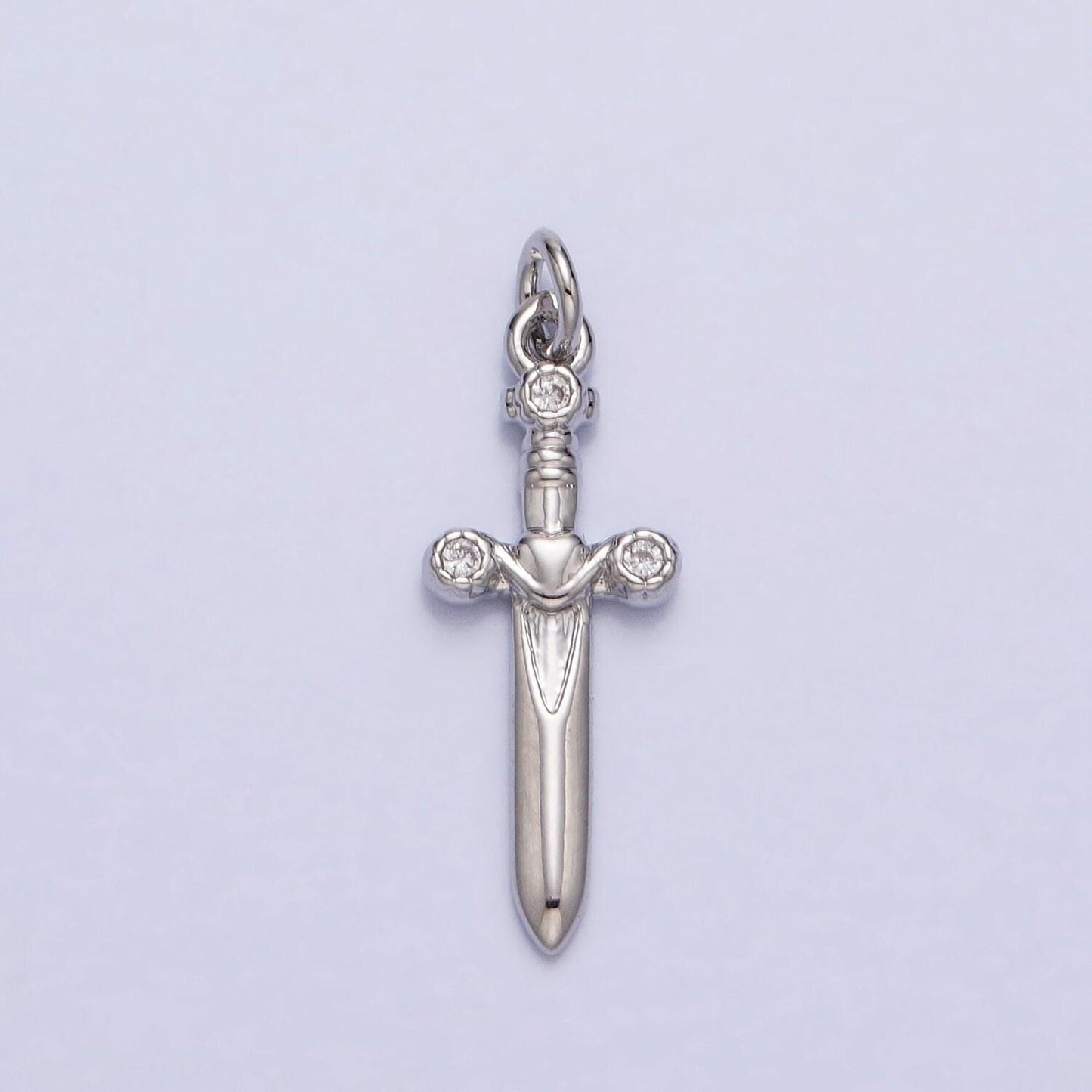 16k gold plated dainty knife pendant small dagger amulet clear micro cz pave | diy fashion charm add on necklace bracelet ac397 ac947