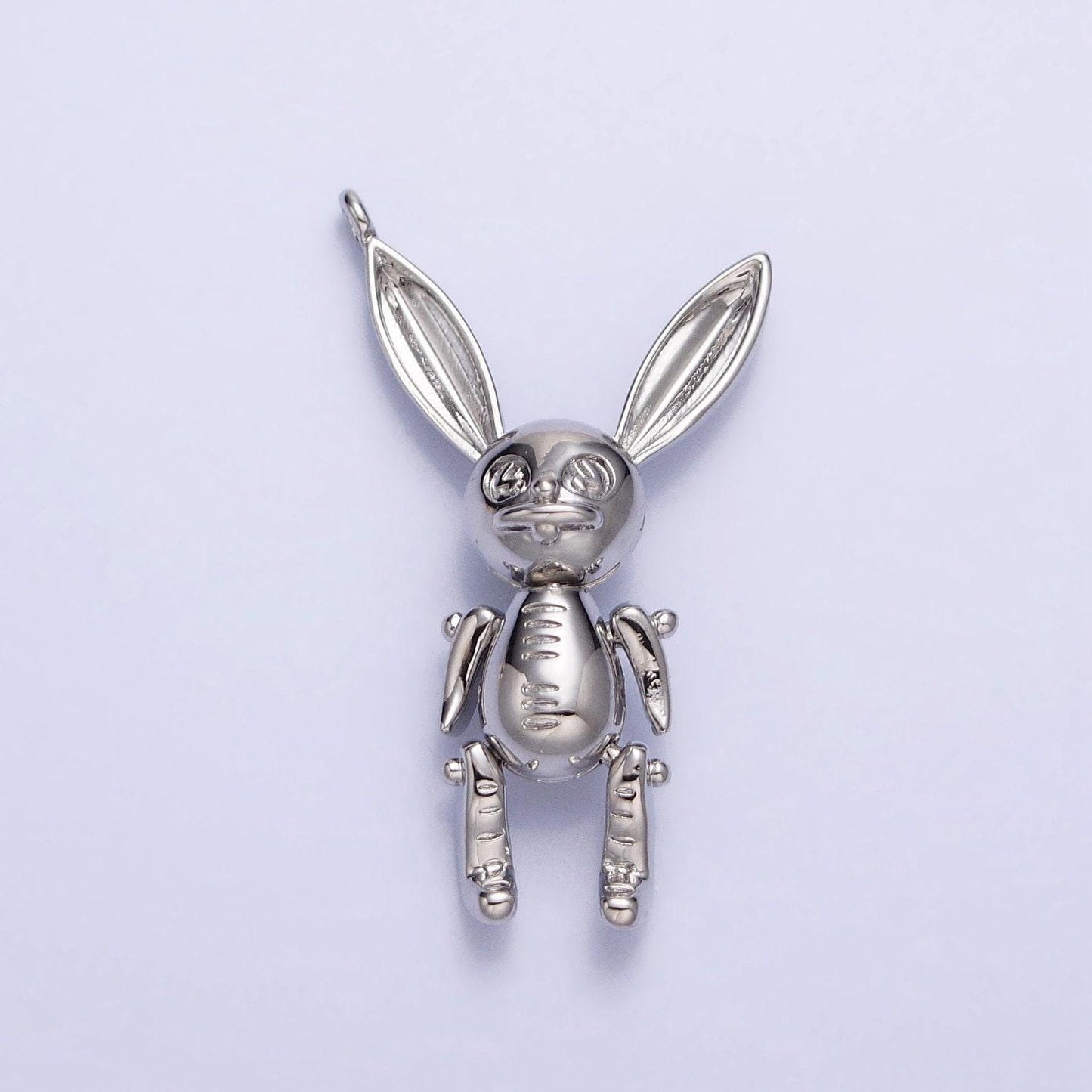 Dainty gold creepy easter dead rabbit pendant 3d bunny charm silver plated dangle charm for halloween jewelry inspired charm ac937