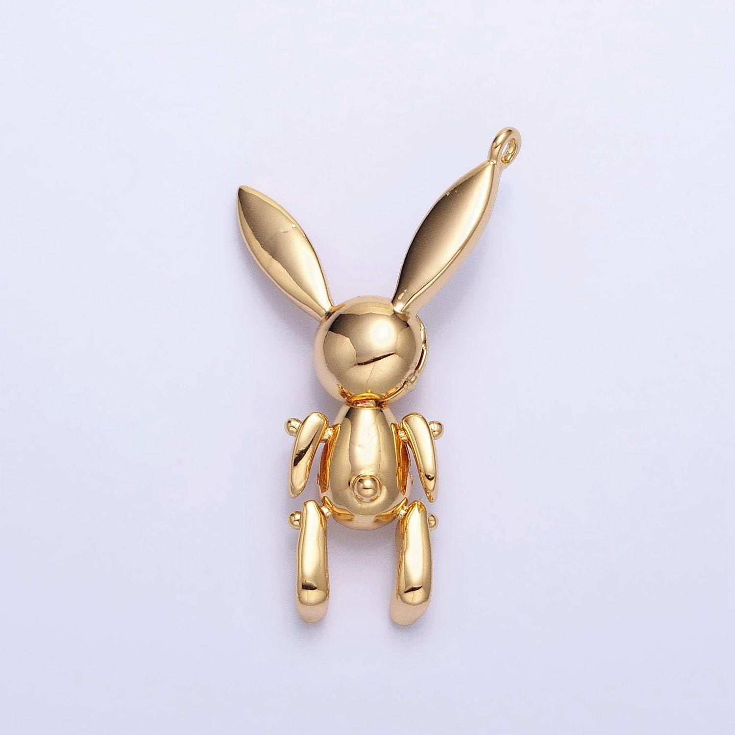 Dainty gold creepy easter dead rabbit pendant 3d bunny charm silver plated dangle charm for halloween jewelry inspired charm ac937