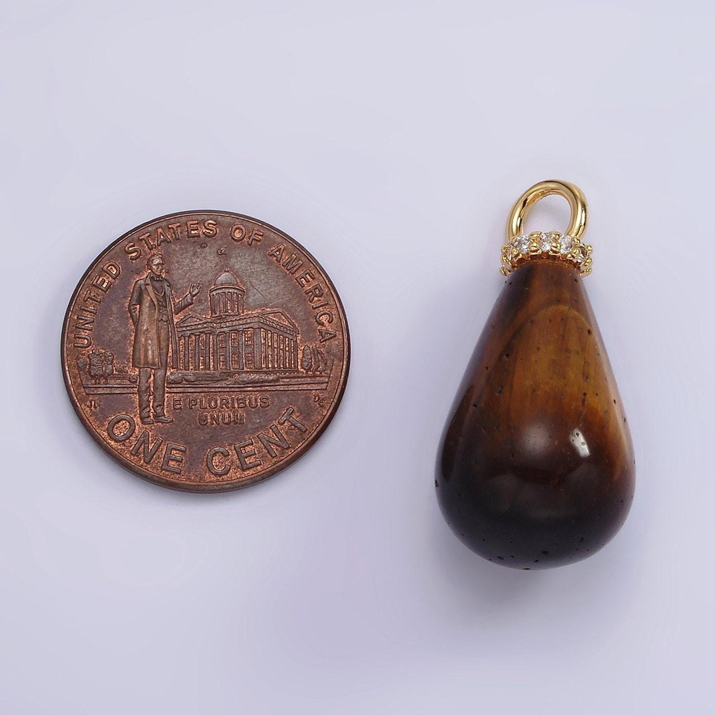 14k gold filled aventurine, tiger eye, rose quartz teardrop drop micro paved cz charm | ac928 - ac930
