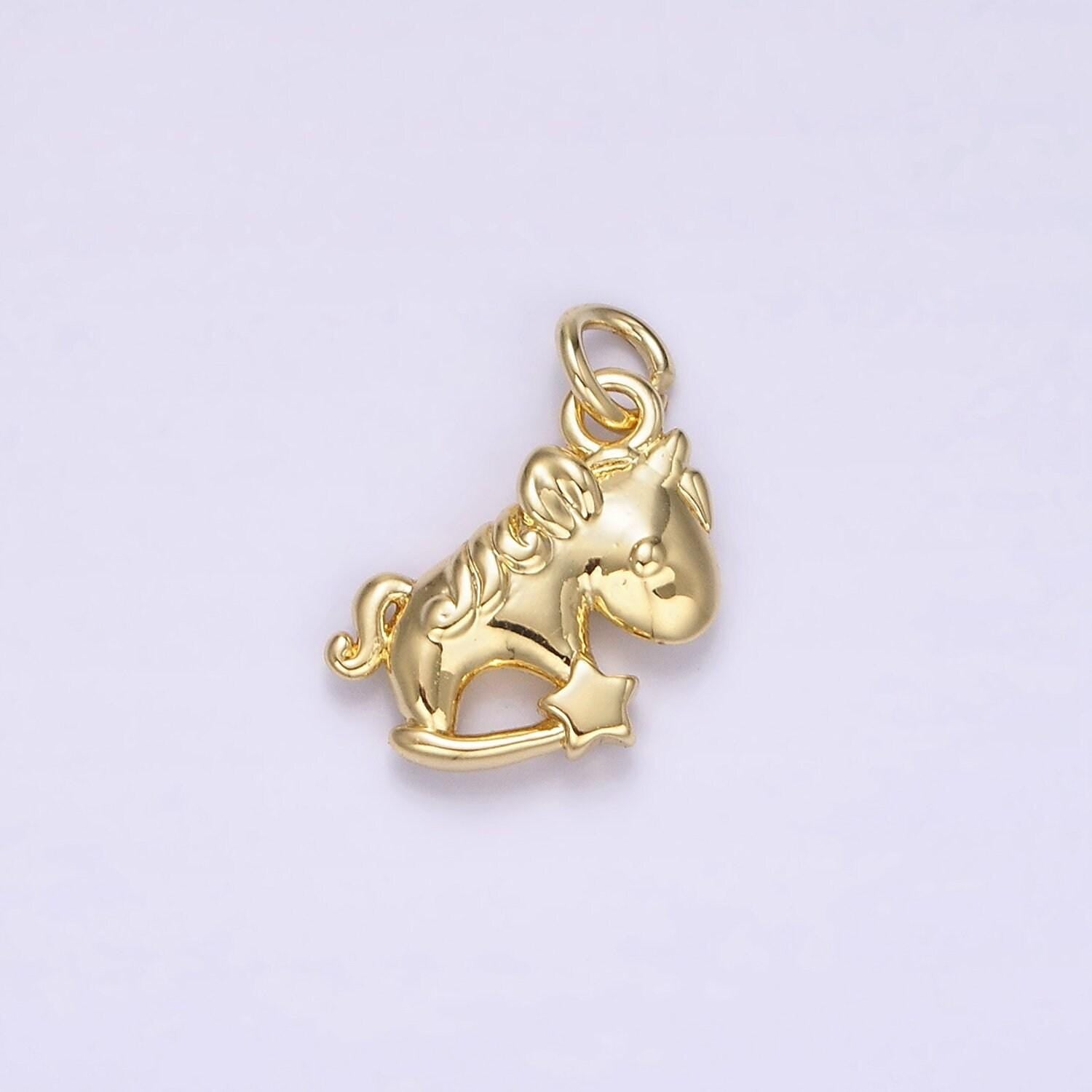 14k gold filled unicorn star puffed minimalist add-on charm | ac899