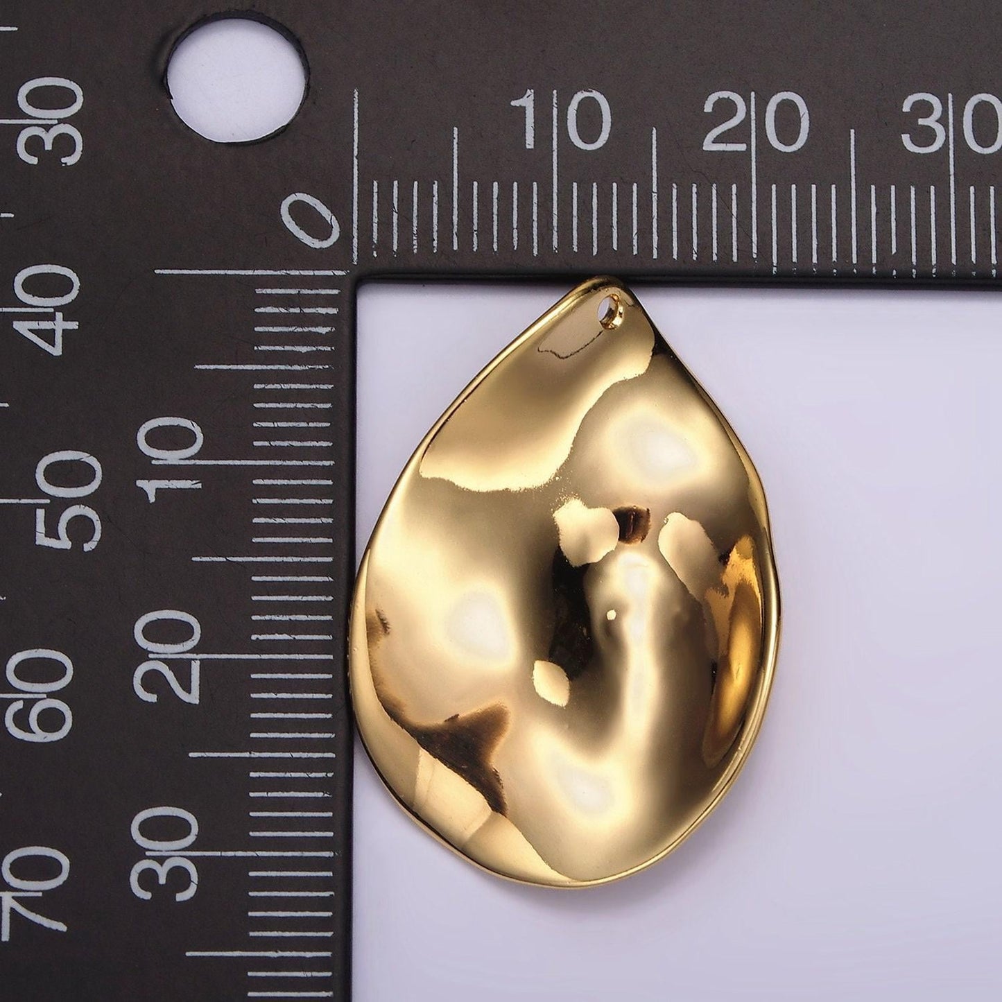 14k gold filled geometric hammered teardrop minimalist charm drill top hole for necklace pendant modern jewelry | ac869