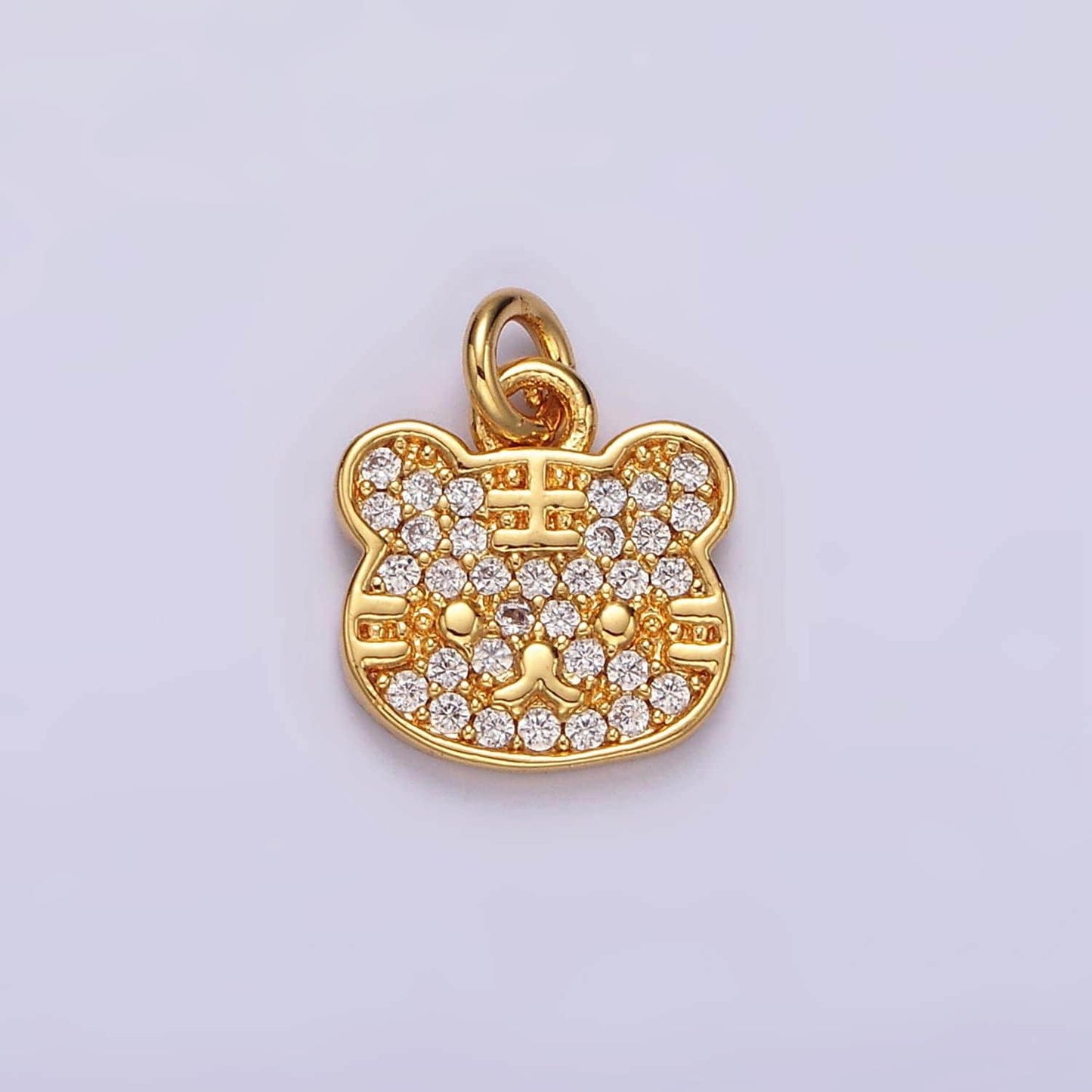16k gold filled clear micro paved cz kitty cat animal pet charm | ac849