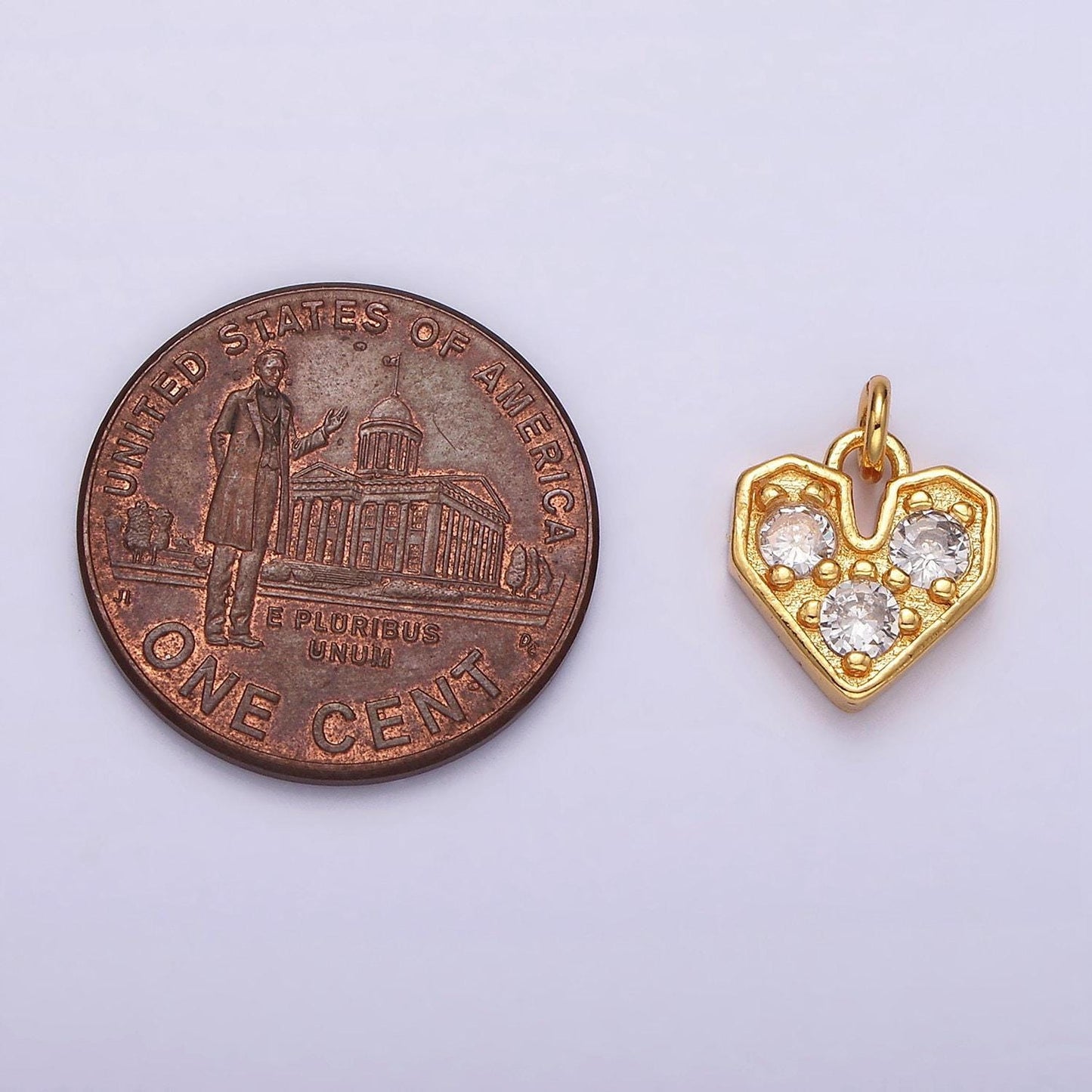 16k gold filled triple clear cz heart add-on charm | ac848
