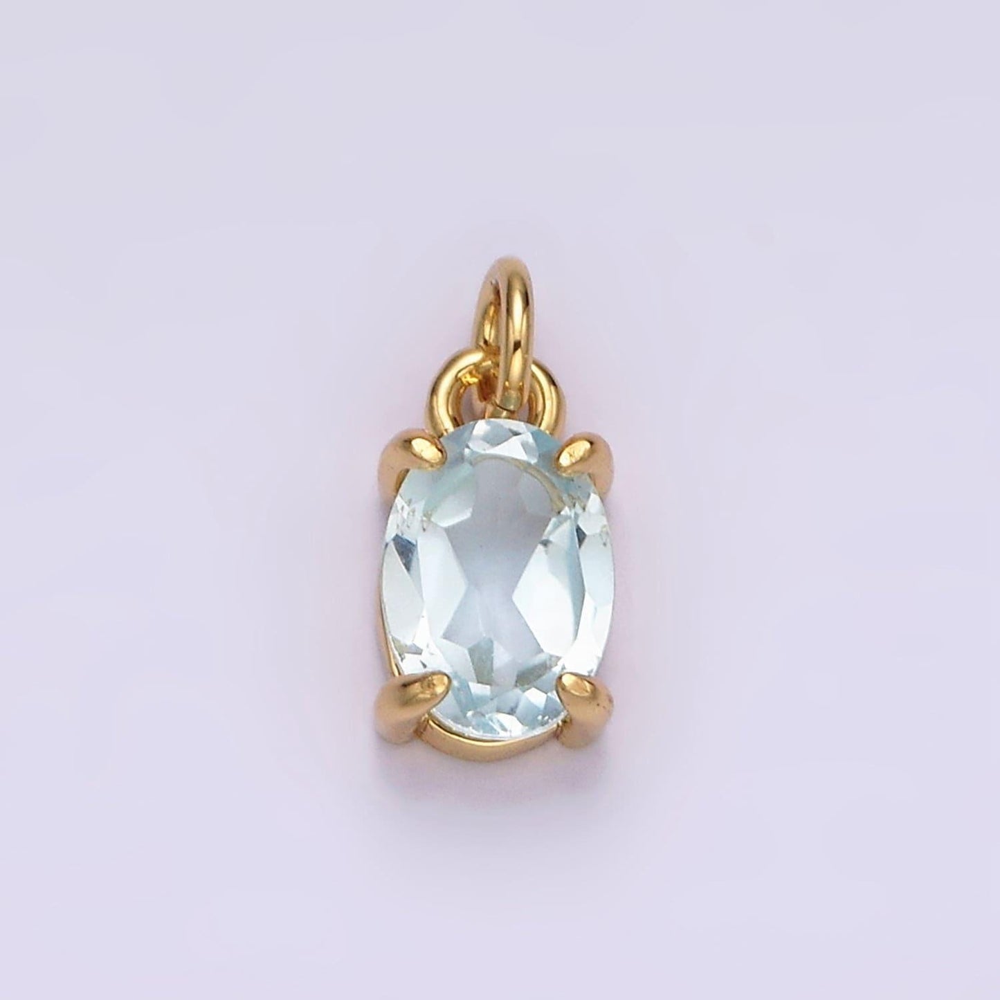 14k gold filled baby blue cz oval minimalist add-on charm | ac841