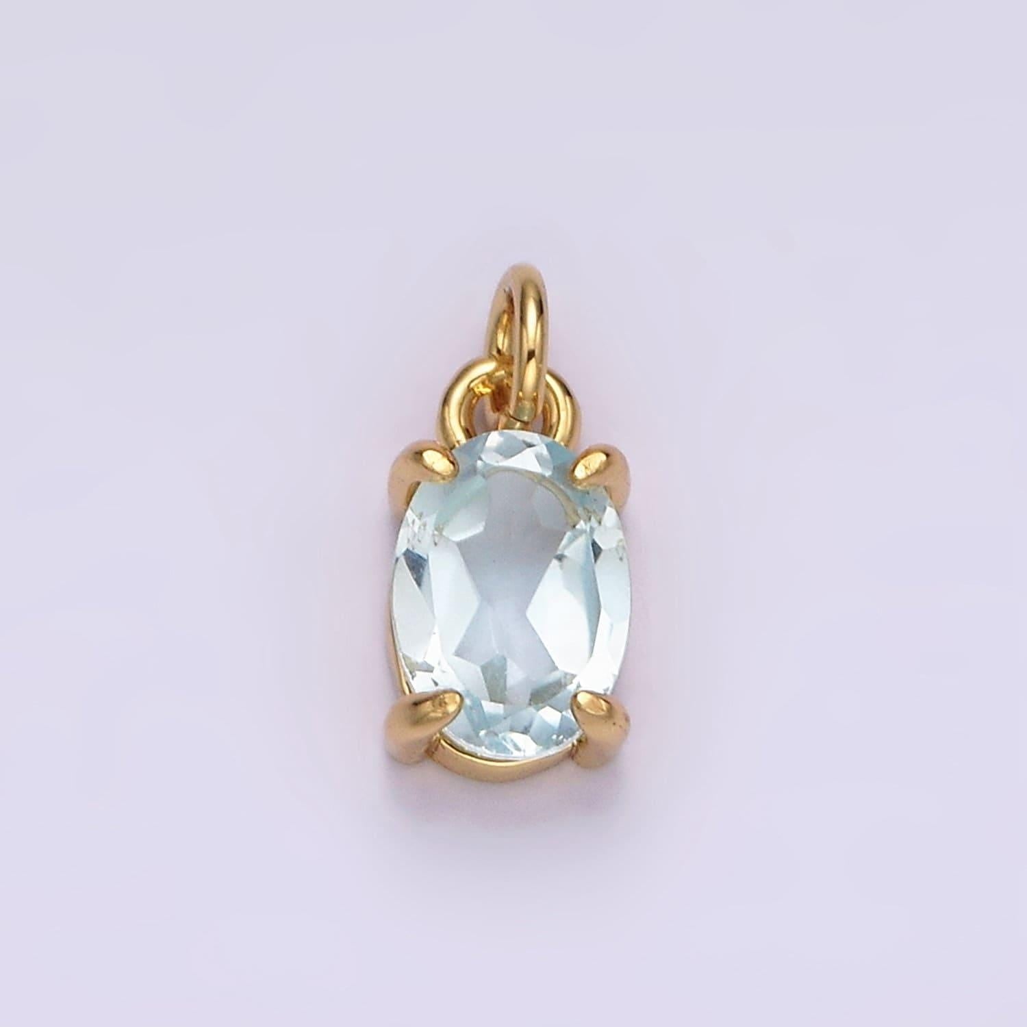 14k gold filled baby blue cz oval minimalist add-on charm | ac841