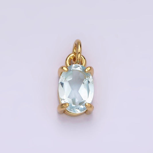 14k gold filled baby blue cz oval minimalist add-on charm | ac841