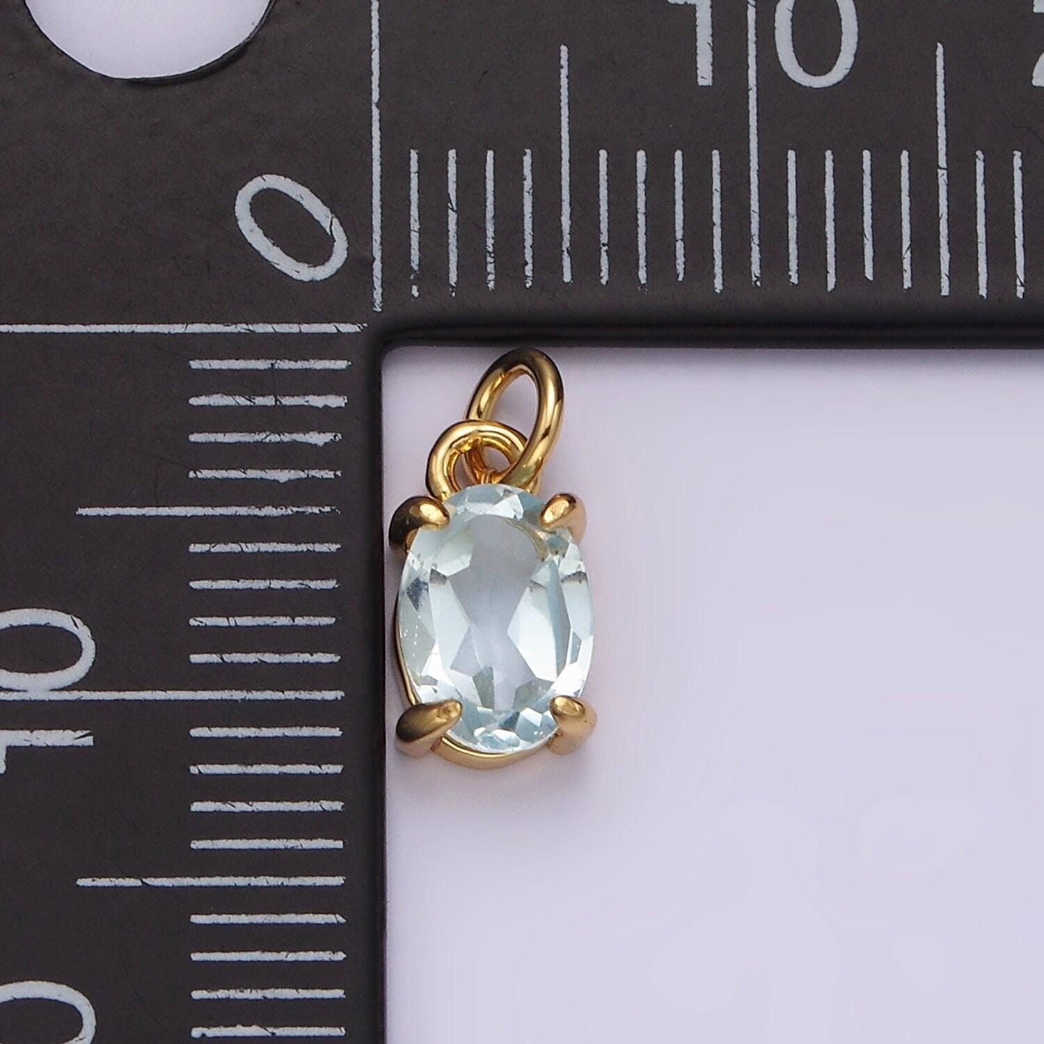 14k gold filled baby blue cz oval minimalist add-on charm | ac841