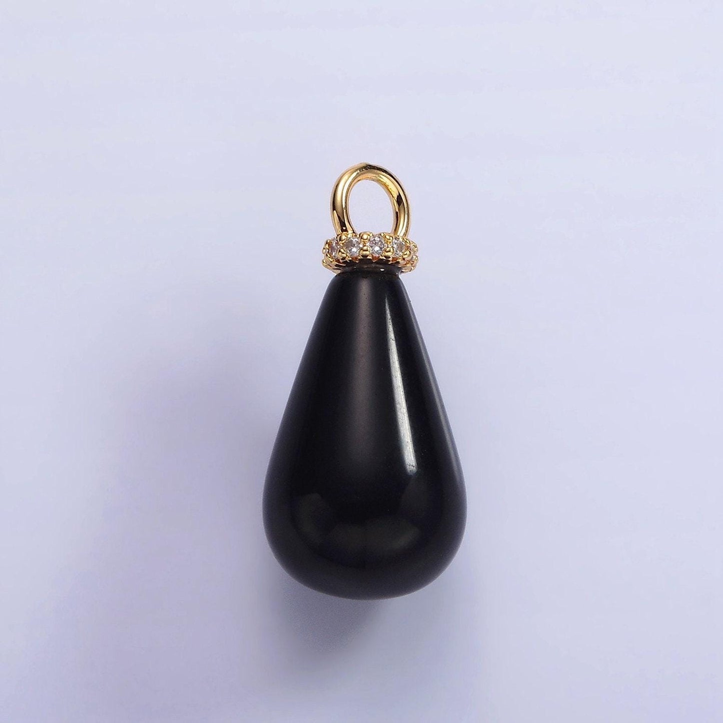 14k gold filled onyx, lapis lazuli, clear quartz, amethyst, howlite teardrop micro paved cz drop pendant | ac793 - ac797