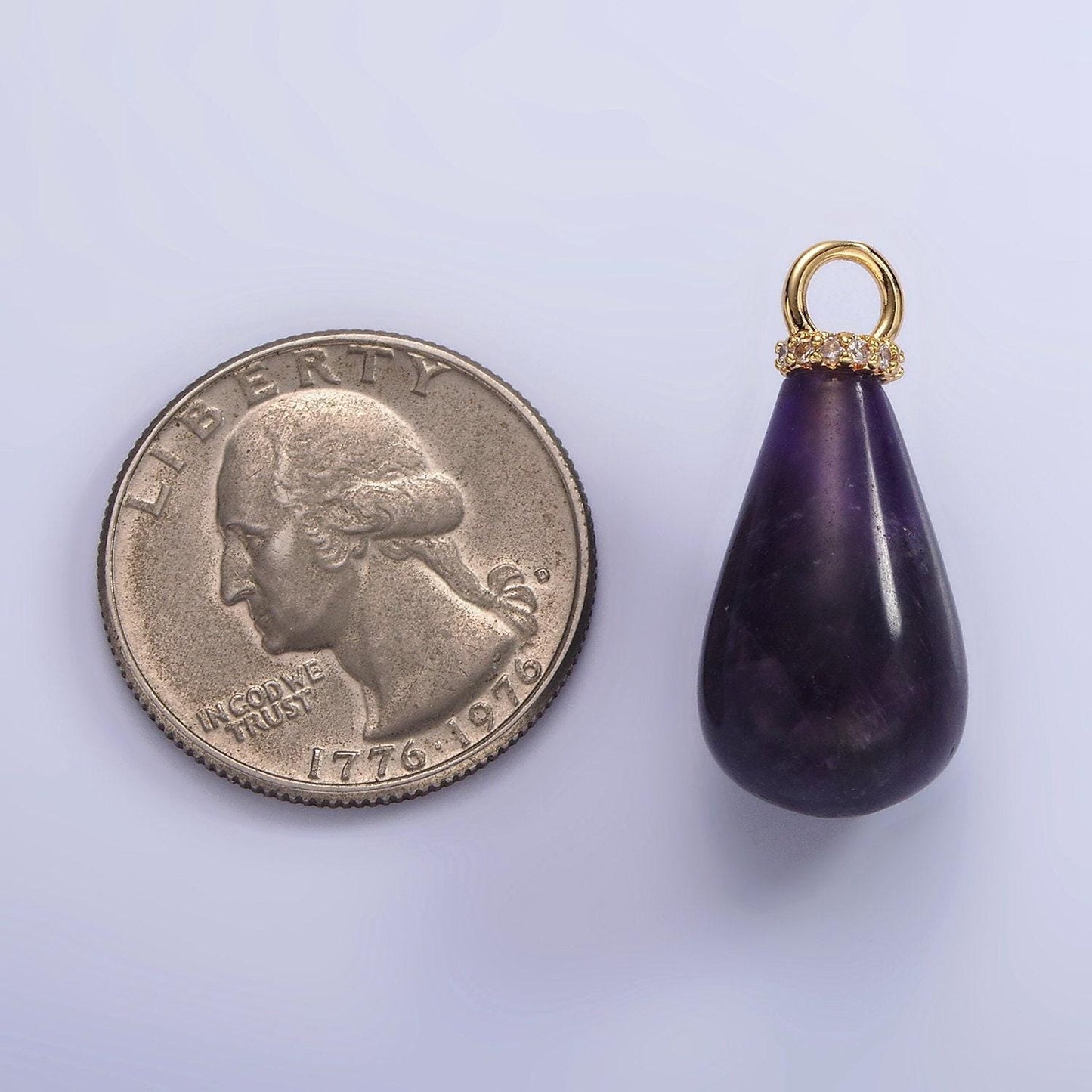 14k gold filled onyx, lapis lazuli, clear quartz, amethyst, howlite teardrop micro paved cz drop pendant | ac793 - ac797
