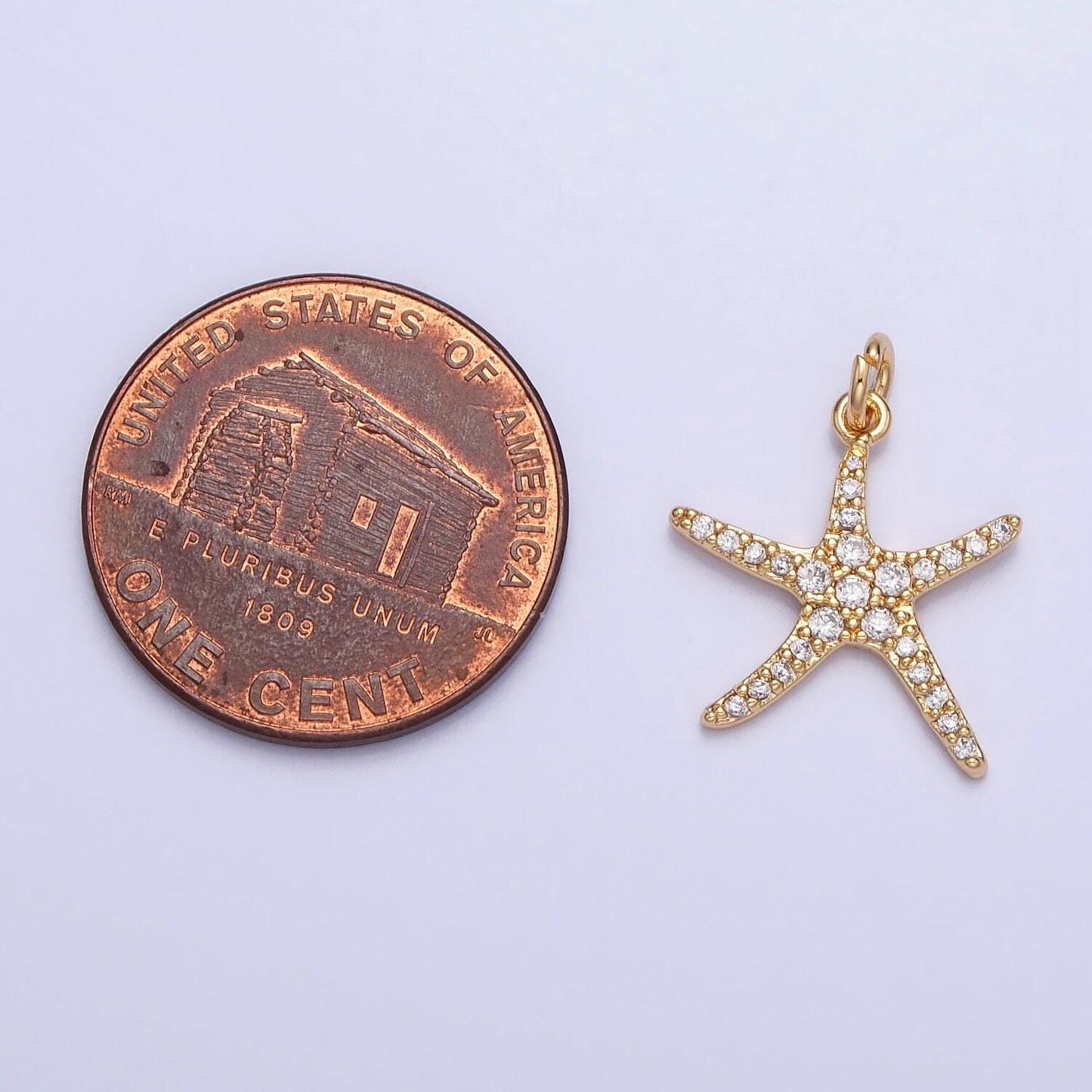 Gold plated starfish micro pave cz clear stone pendant minimalistic animal star fish dainty crystal cz charm | ac-749