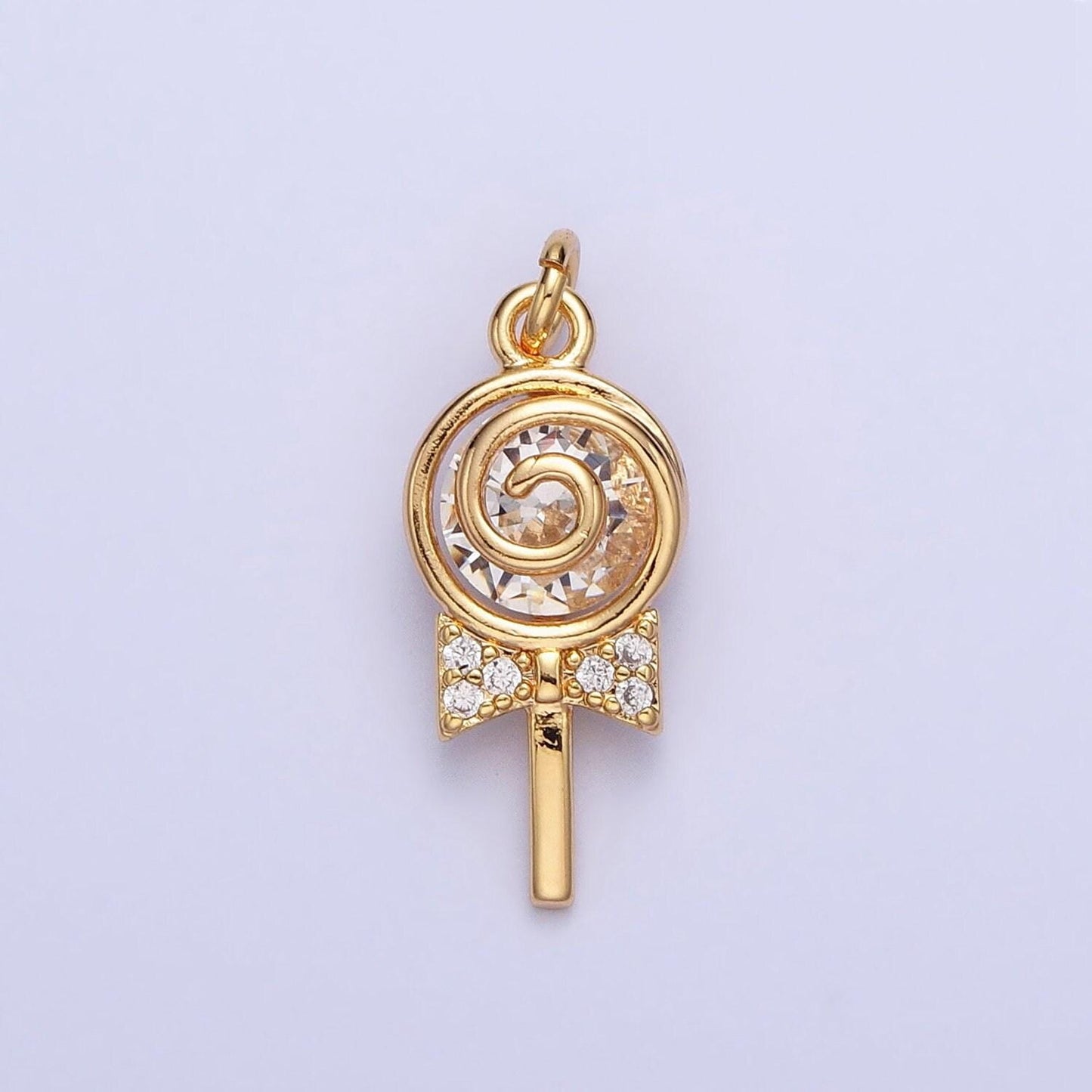 Mini gold lollipop charm silver candy charm bracelet charm, earring charm, necklace charm, sweety charm, lollipop candy charm
