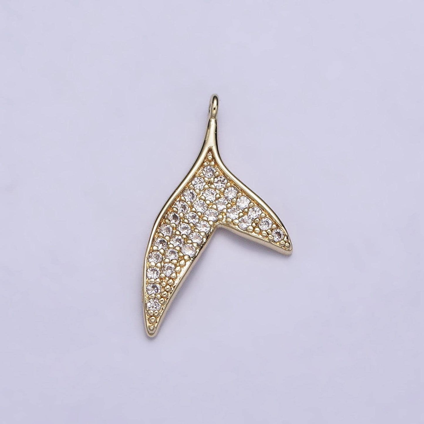 Cubic 14k gold filled whale tail charms, micro pave mermaid tail charm, animal charms, dolphin tail pendants for bracelet necklace ac727