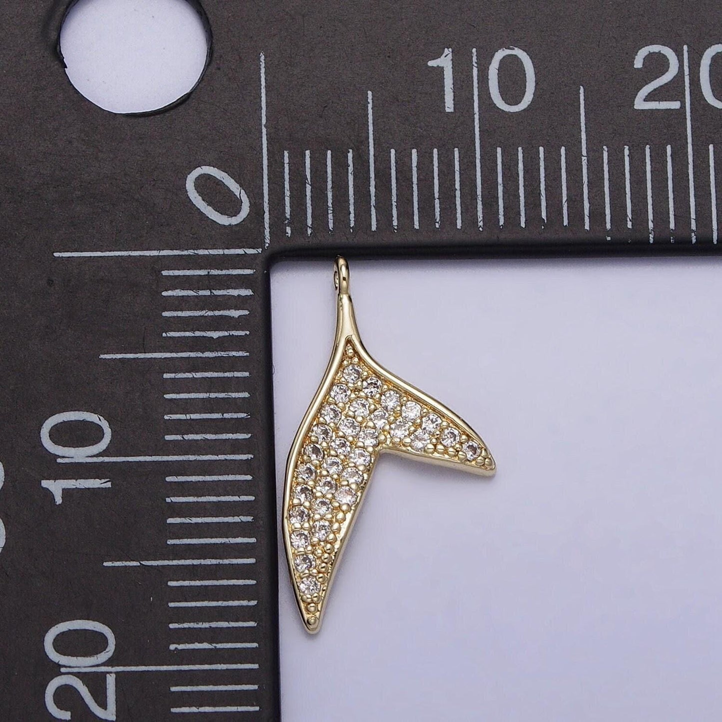 Cubic 14k gold filled whale tail charms, micro pave mermaid tail charm, animal charms, dolphin tail pendants for bracelet necklace ac727