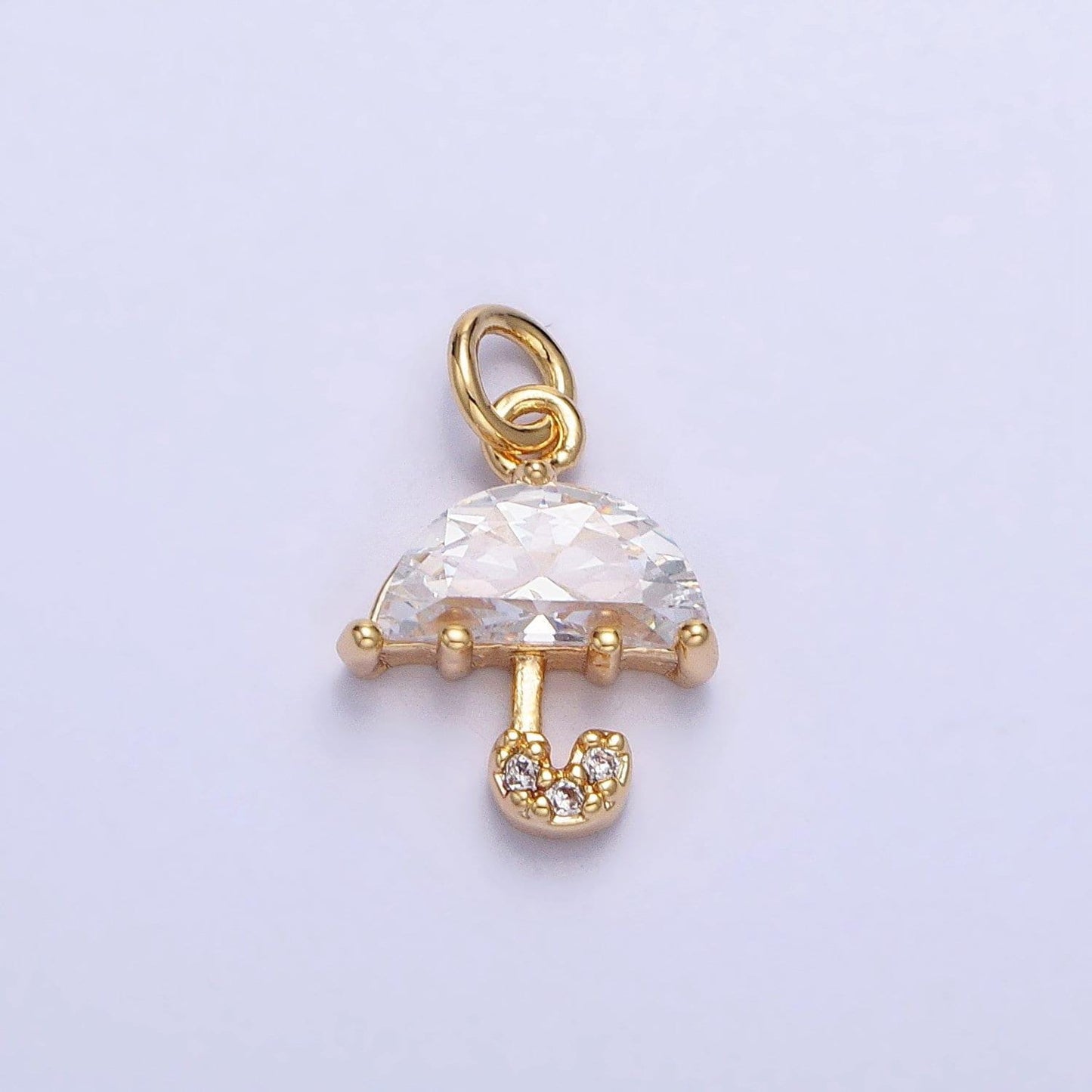 Mini 16k gold plated umbrella with cz micro pave pendant | diy fashion jewelry charm add on necklace bracelet earring ac679