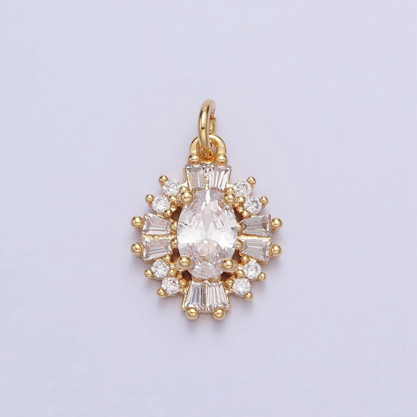 Luxury elegant cz charm mini gold, silver clear oval baguette cubic zirconia add-on charm | ac677 ac678