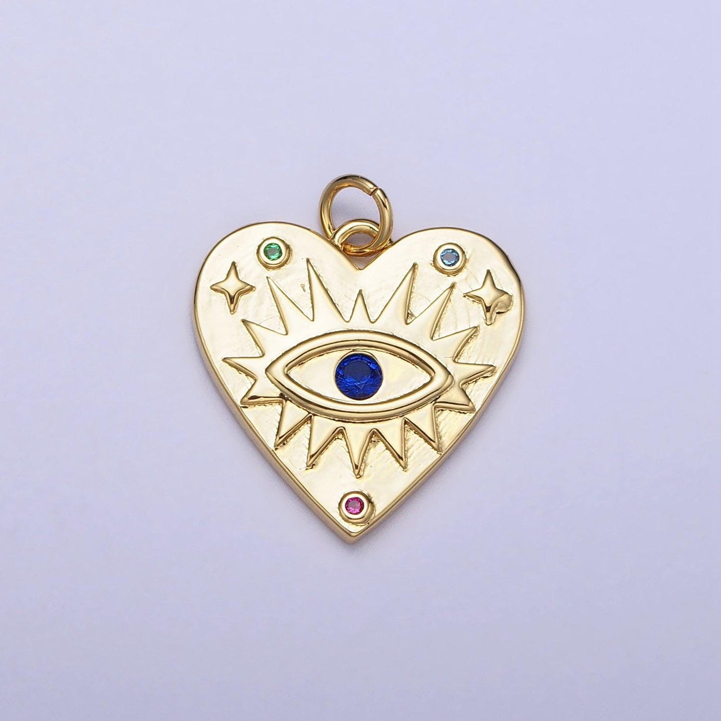 Mini heart evil eye charm gold plated over brass blue eye cz pendant for amulet jewelry pendant necklace bracelet earring supply ac668
