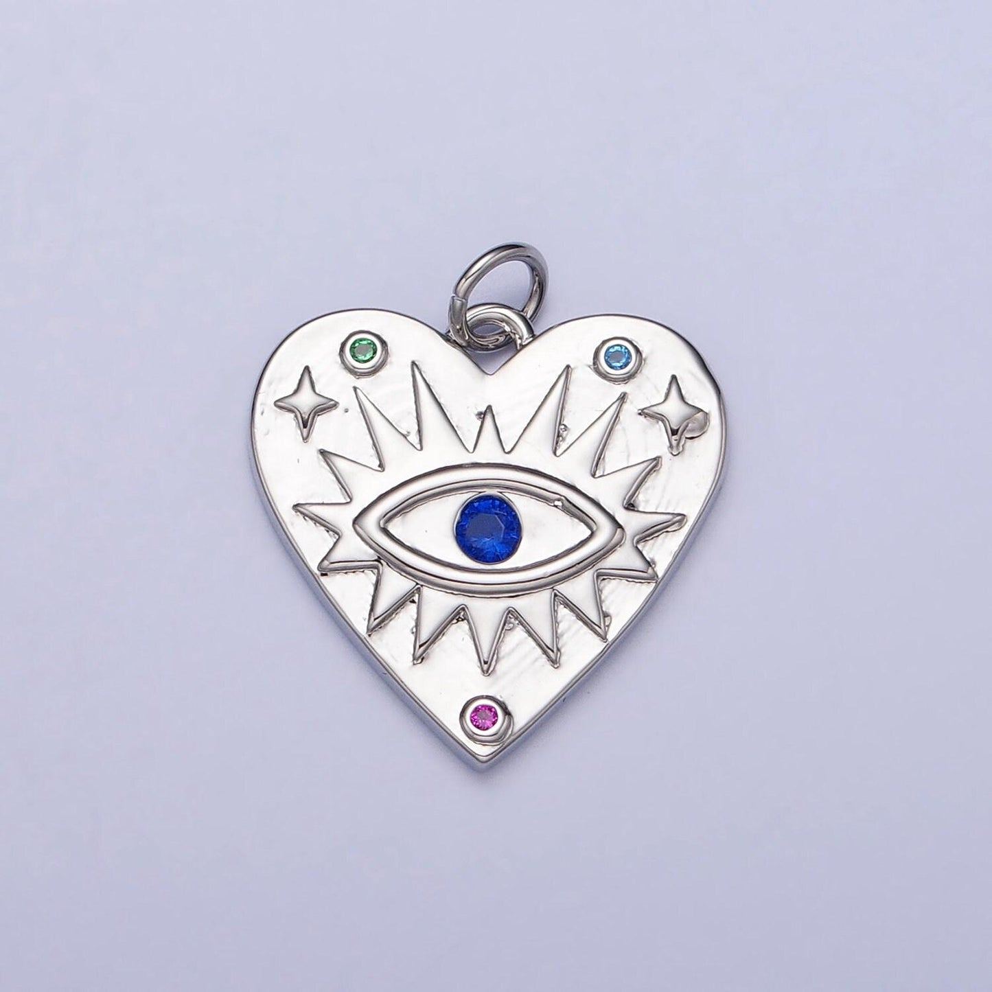 Mini heart evil eye charm gold plated over brass blue eye cz pendant for amulet jewelry pendant necklace bracelet earring supply ac668
