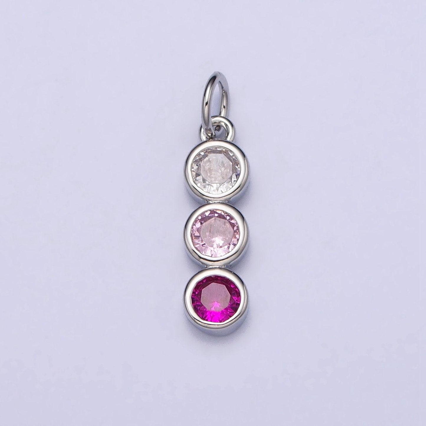 Mini three little stone charm cubic zirconia for add on charm bezel cut charm ac662 ac663