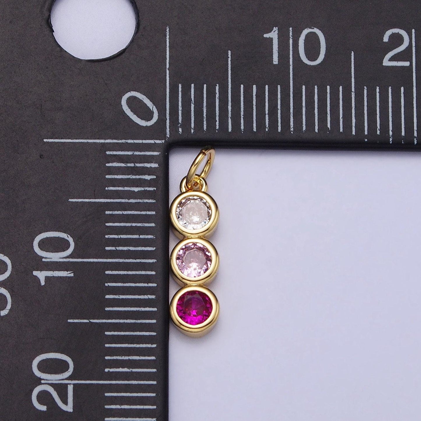Mini three little stone charm cubic zirconia for add on charm bezel cut charm ac662 ac663