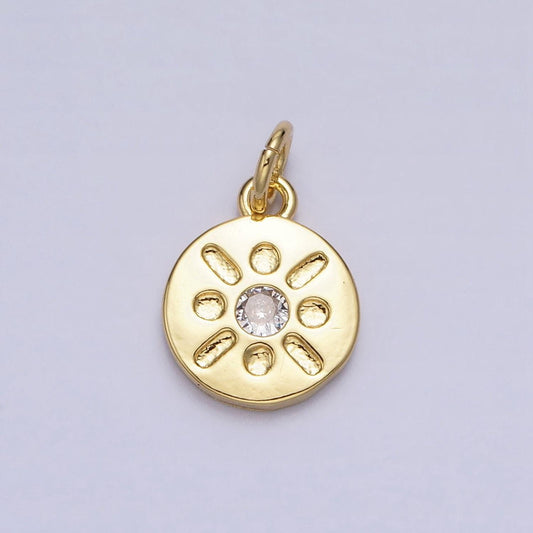 Mini gold sun coin pendant celestial jewelry diy charm add on necklace bracelet earring ac655