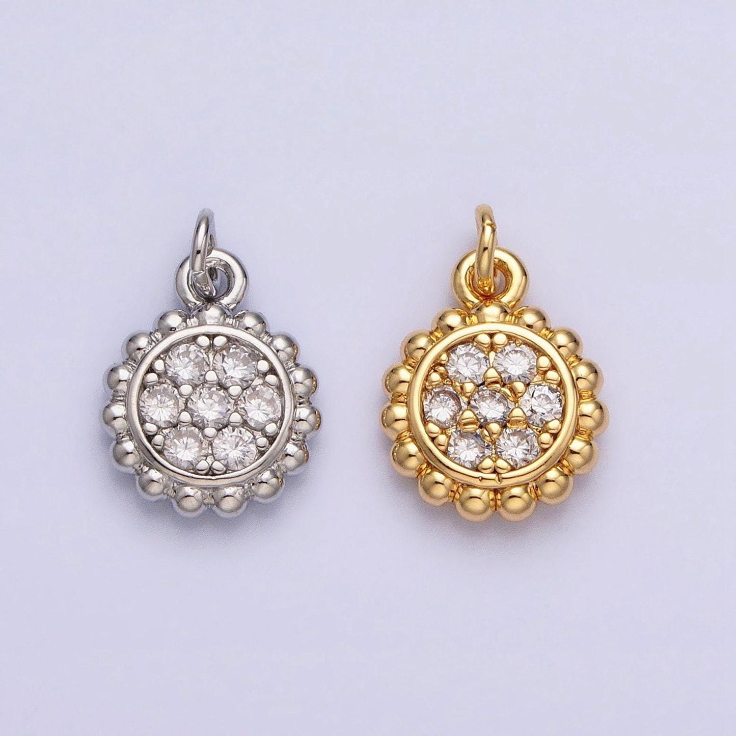 Mini sun pendant, celestial cubic charm, jewelry supply beaded charm 18k gold filled finding for necklace bracelet supply ac605