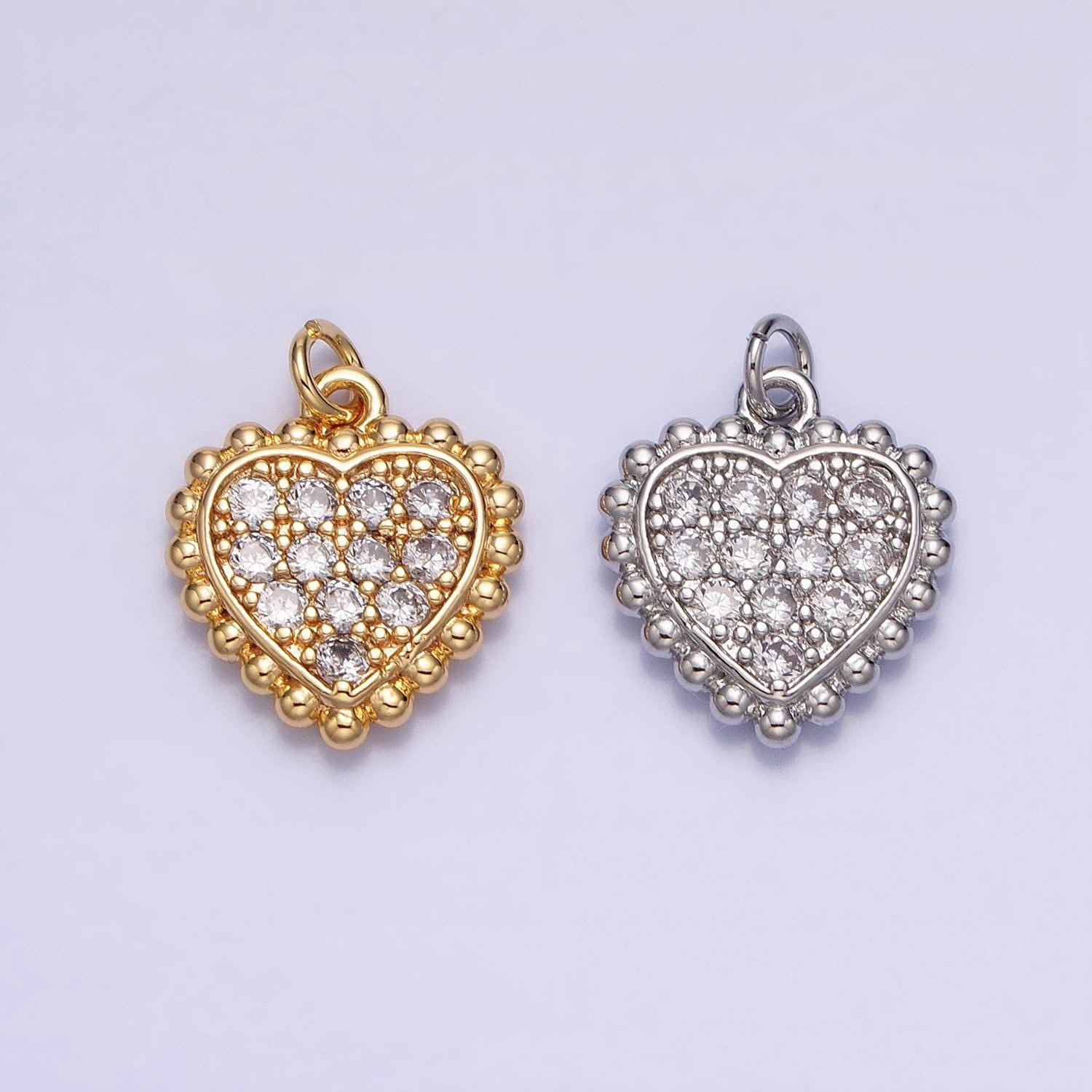 Mini heart pendant, star cubic charm, jewelry suppliers, beaded charm, 18k gold filled finding for necklace bracelet supply ac603
