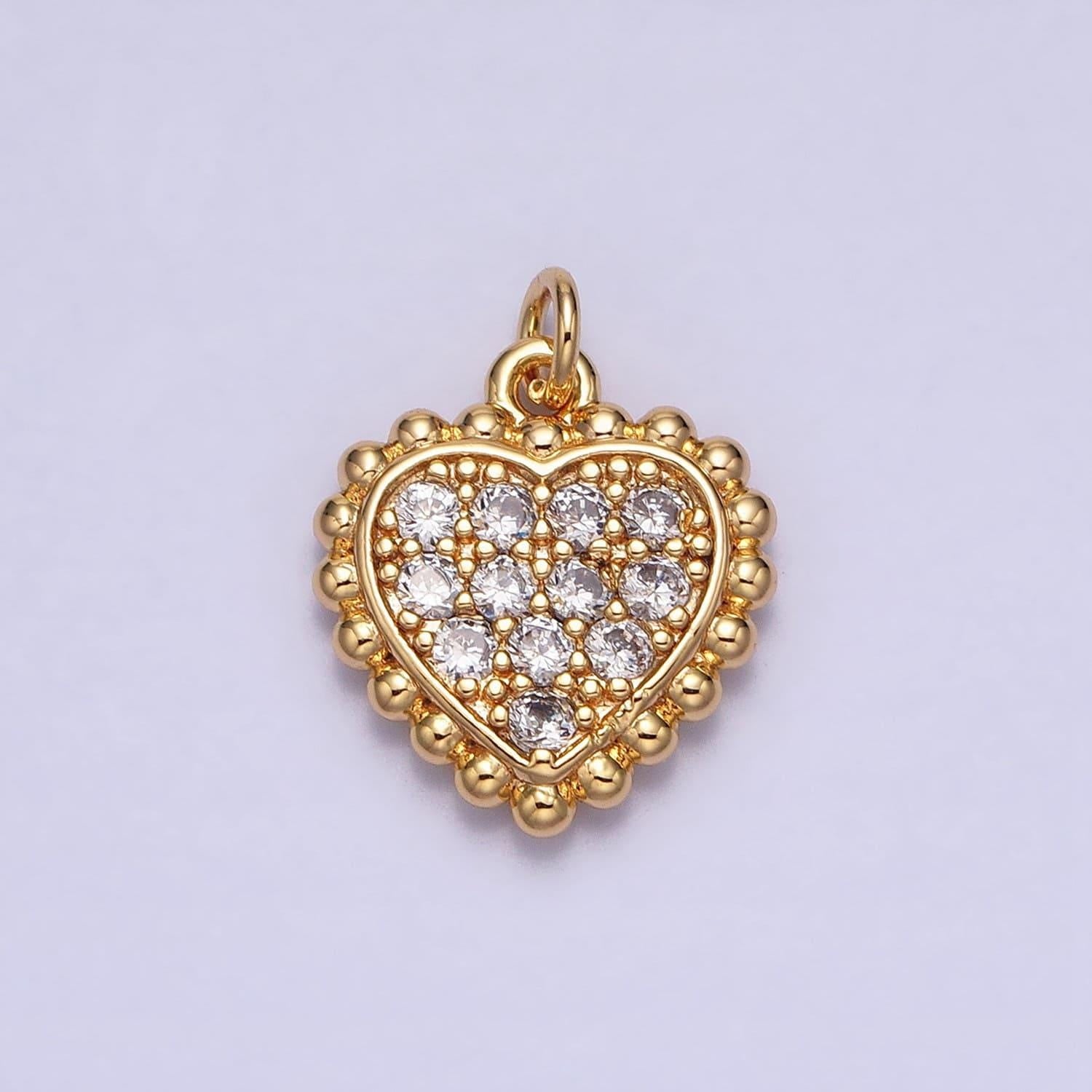 Mini heart pendant, star cubic charm, jewelry suppliers, beaded charm, 18k gold filled finding for necklace bracelet supply ac603