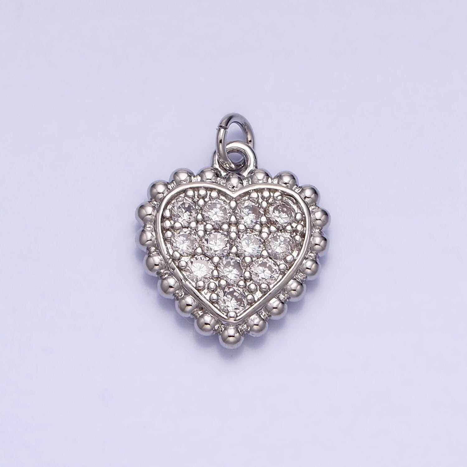 Mini heart pendant, star cubic charm, jewelry suppliers, beaded charm, 18k gold filled finding for necklace bracelet supply ac603