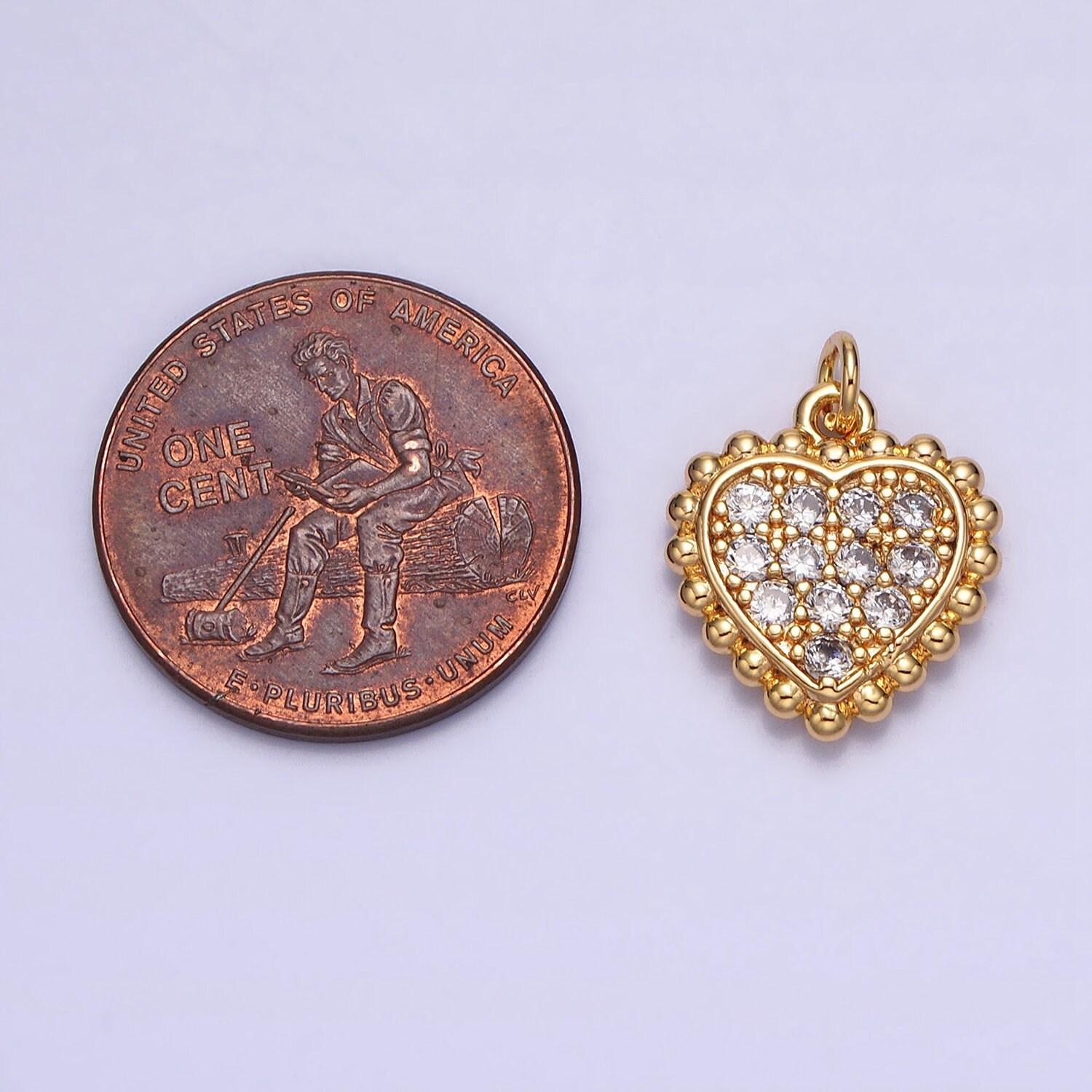 Mini heart pendant, star cubic charm, jewelry suppliers, beaded charm, 18k gold filled finding for necklace bracelet supply ac603